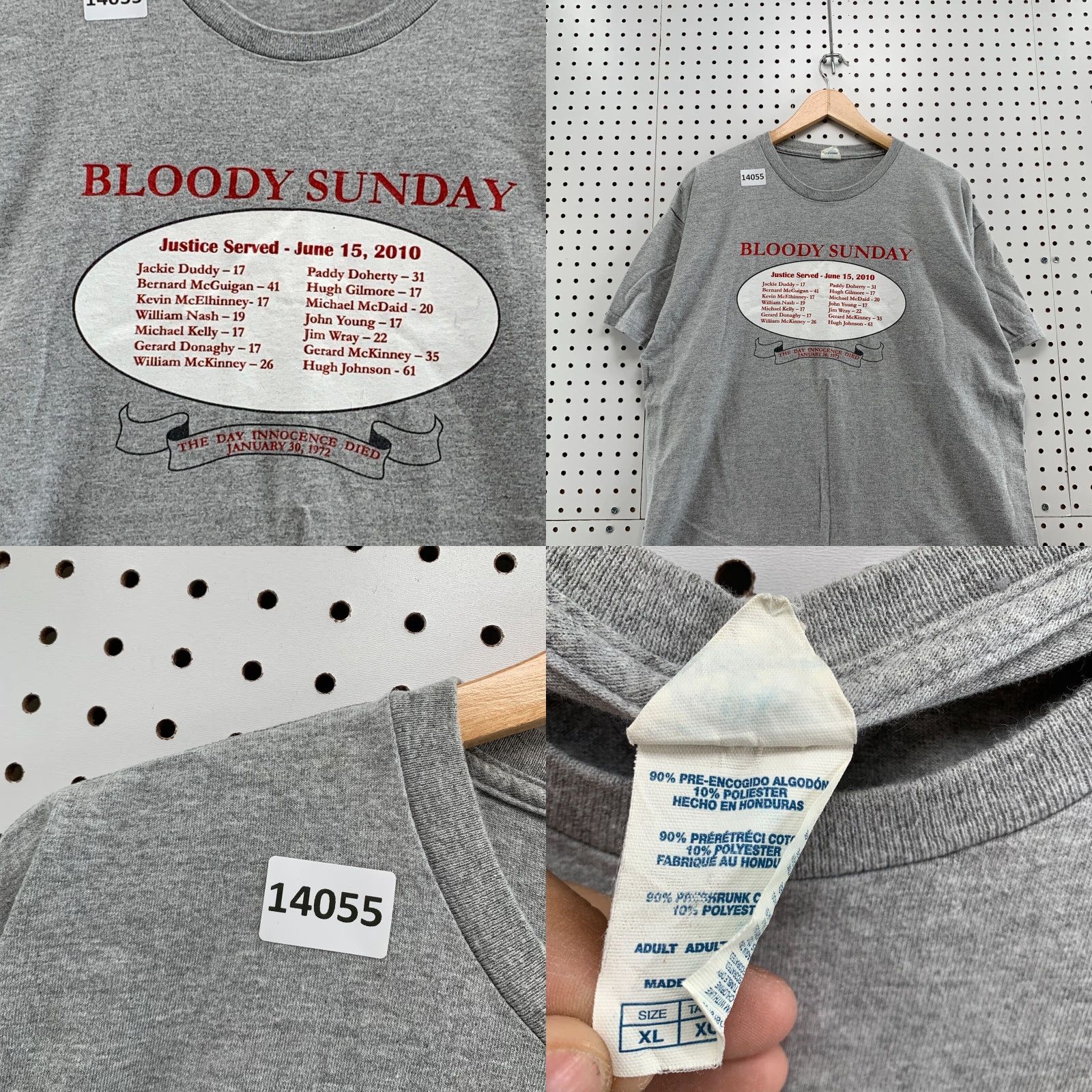 Delta VINTAGE Delta Short Sleeve T-Shirt XL Gray "Bloody Sunday Justice Served" Unisex Adults Crew Neck Graphic Print 2010-2019 Size US 36 / EU 52 - 8 Thumbnail