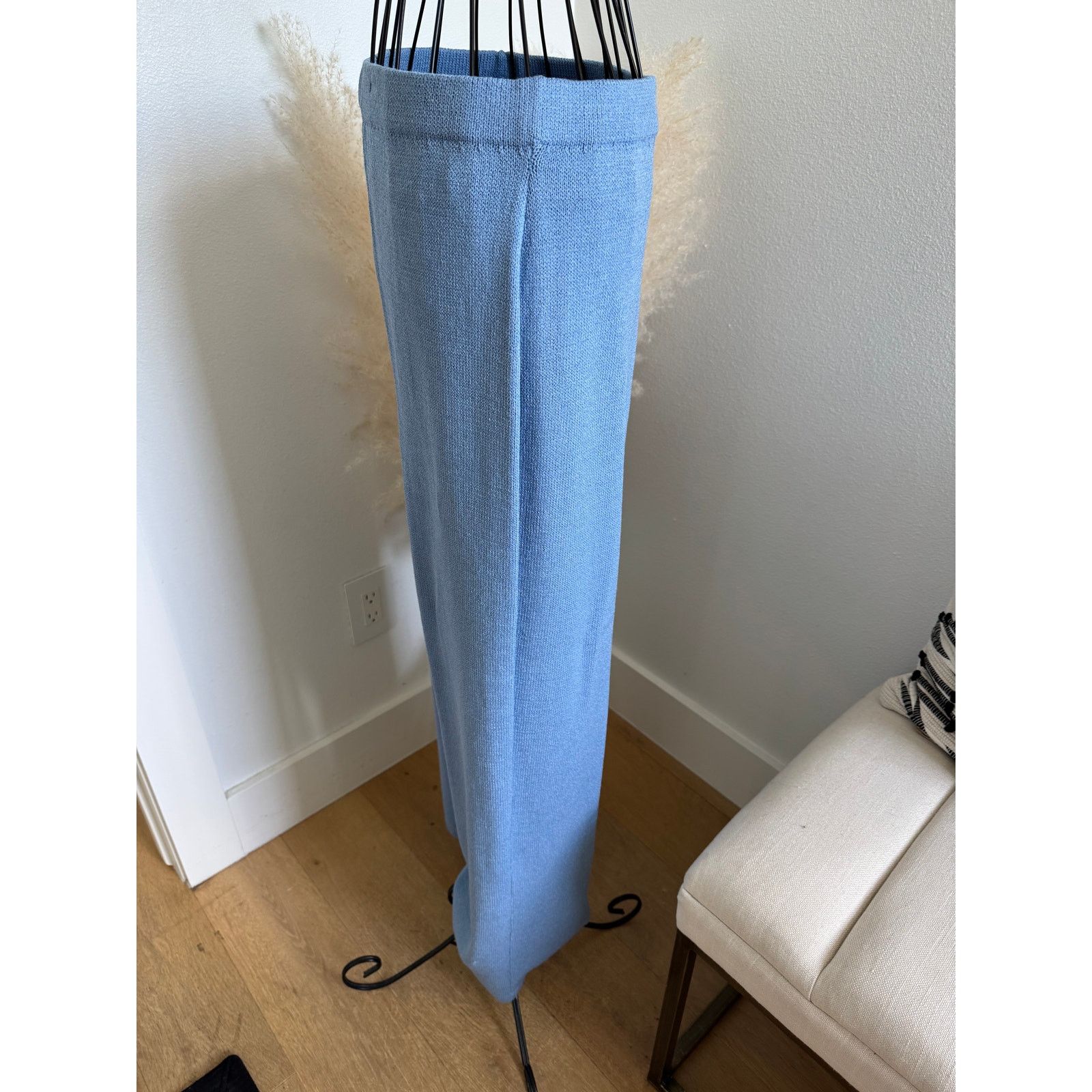 St. John St. John Collection Blue Santana Knit Wide Leg Pull-On Pants Size 32" / US 10 / IT 46 - 2 Thumbnail