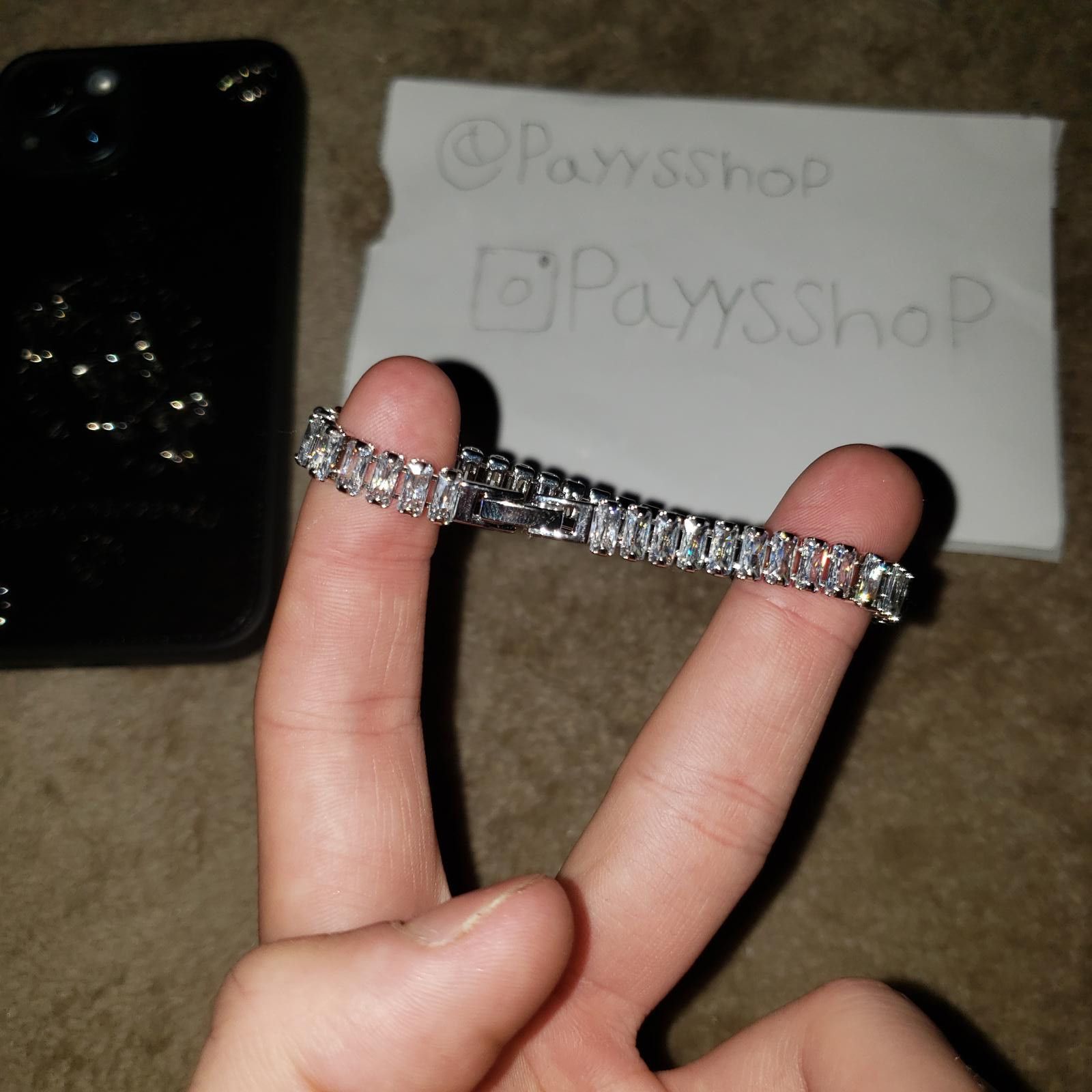 Other Cuban link Silver Iced Tennis Bracelet • 18cm Size ONE SIZE - 4 Thumbnail