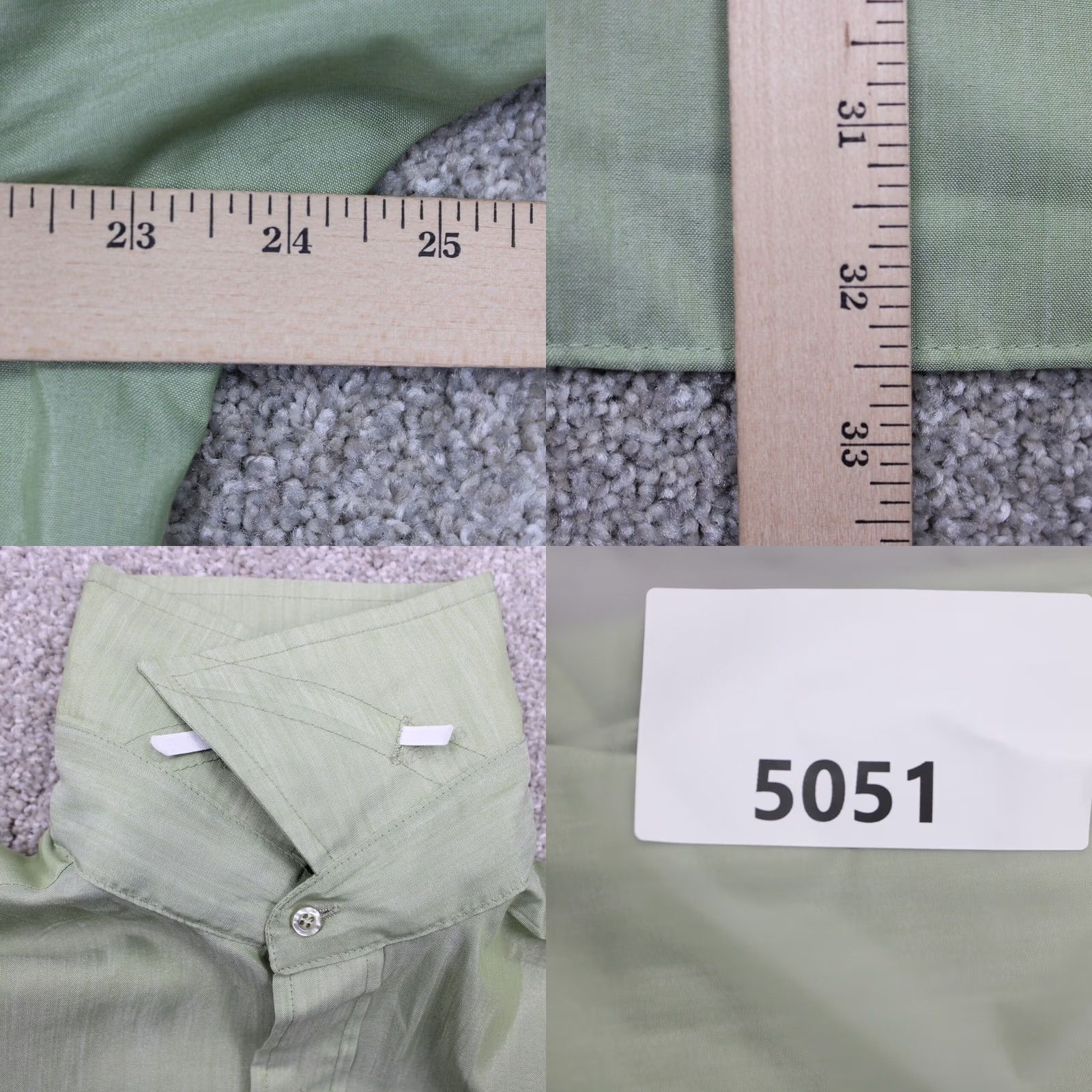 Sears Vintage Sears Mens 15 1/2 Green Dress Shirt L/S 33 1980s Perma-Prest Cotton Blend Size 40R - 9 Thumbnail
