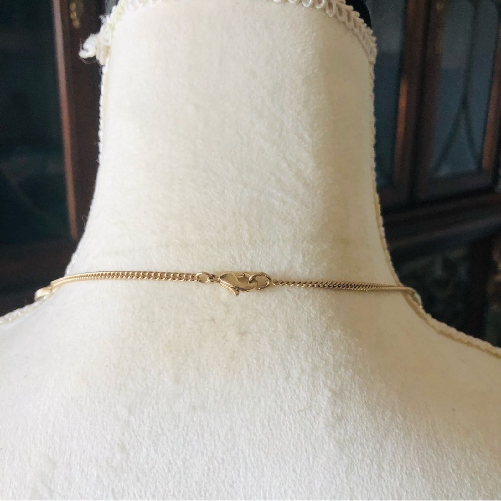 Jewelry Sage green faceted glass accent gold chain necklace Size ONE SIZE - 6 Thumbnail