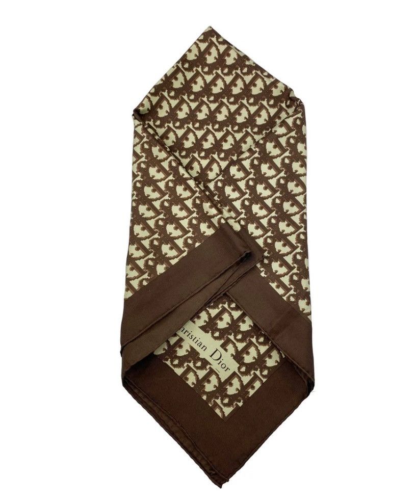 Christian Dior Monsieur Vintage Christian Dior Monogram Silk Brown Scarf Size ONE SIZE - 4 Thumbnail