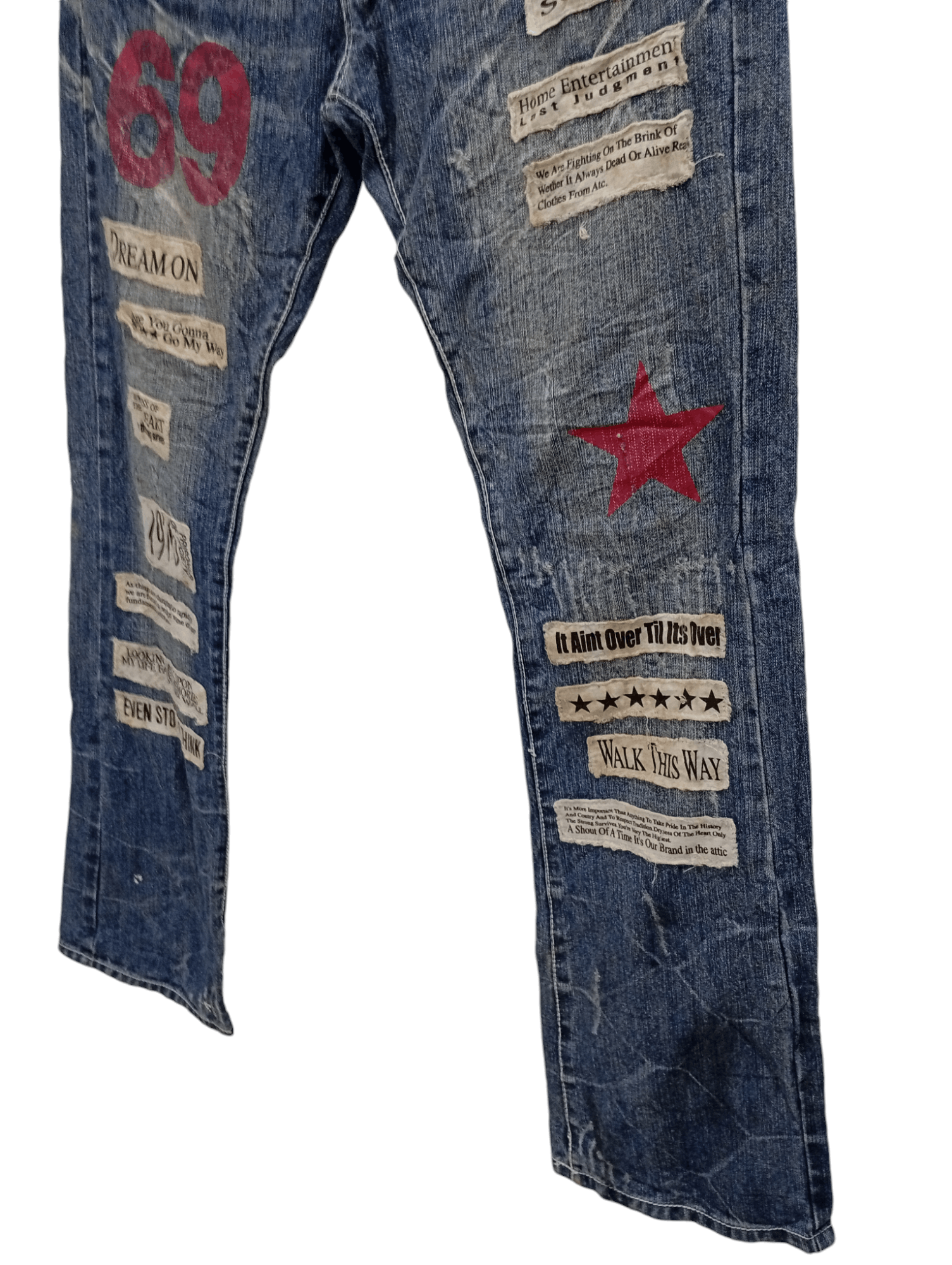 In The Attic × Vintage 🔥🔥In The Attic Patchwork Poem Statement Distressed Jeans Size US 31 - 15 Thumbnail
