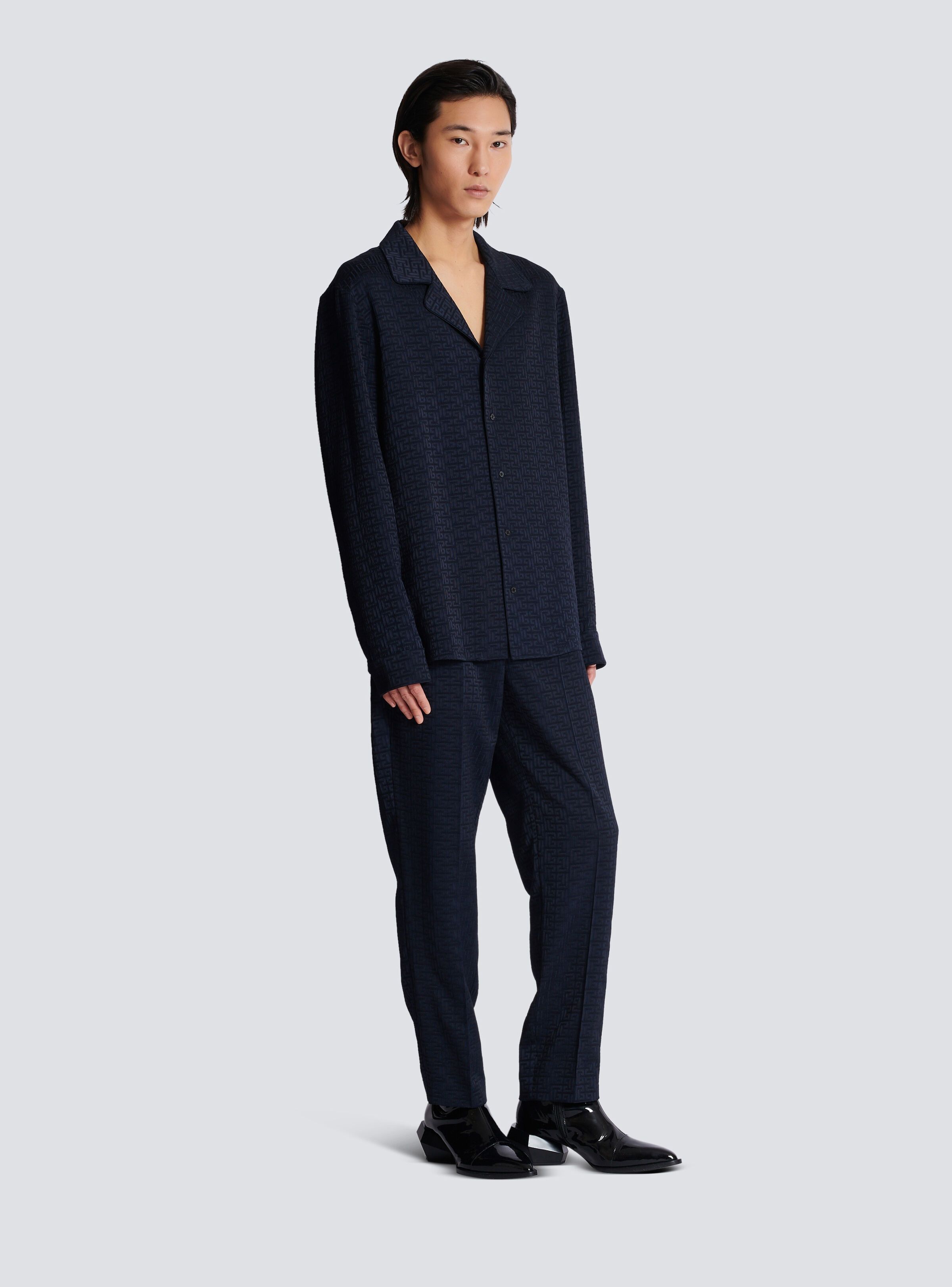Balmain o1y0426 Patterned Shirt in Midnight Blue Size US M / EU 48-50 / 2 - 2 Thumbnail