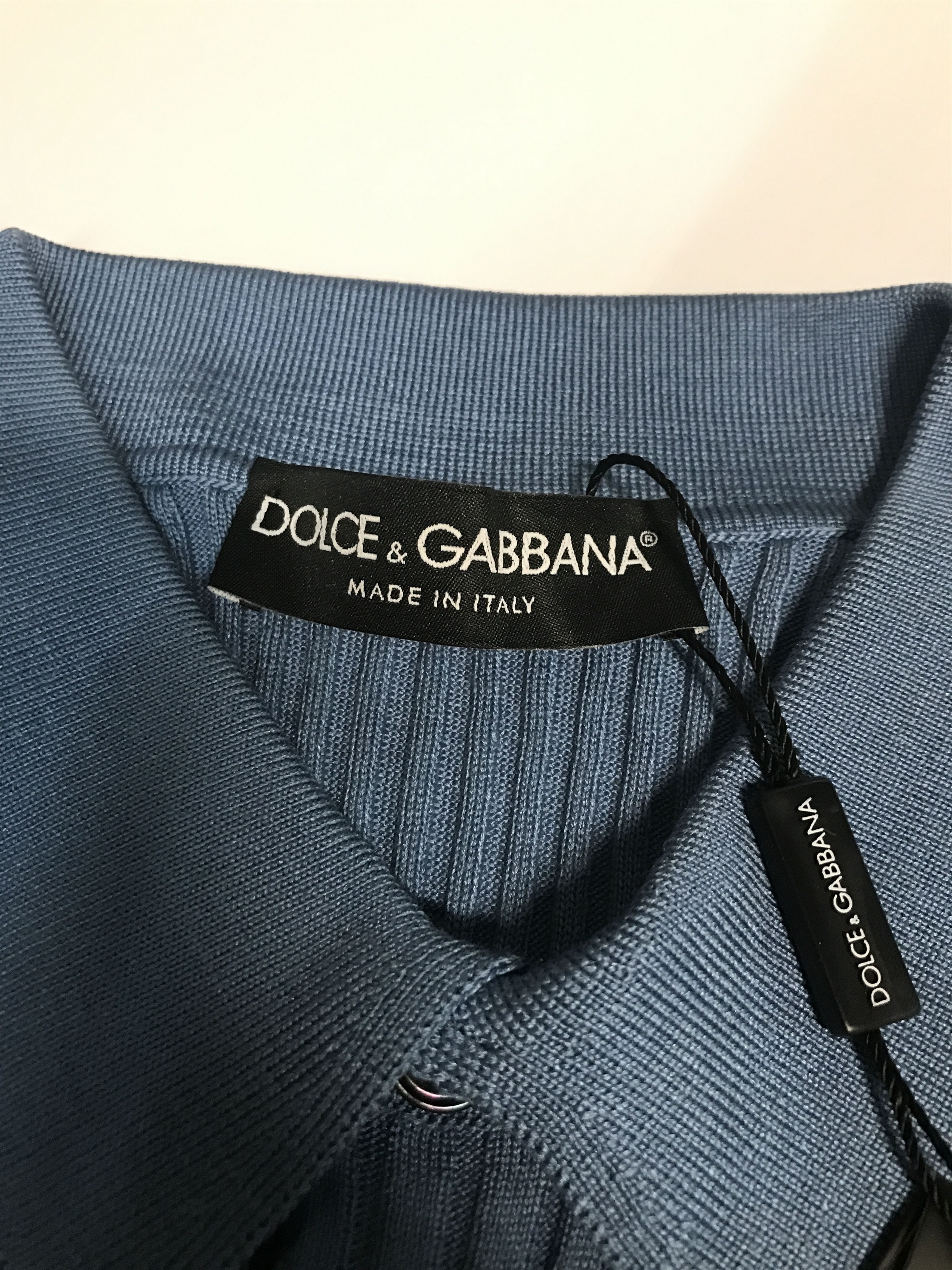 Dolce & Gabbana Dolce & Gabbana Men’s Silk Henley Shirt - Blue Size US S / EU 44-46 / 1 - 6 Thumbnail