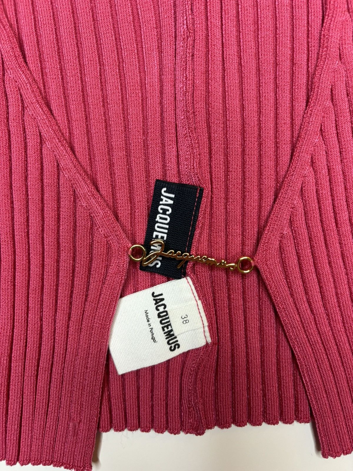 Jacquemus Neon Pink Micro Charm Logo Cardigan Size S / US 4 / IT 40 - 3 Thumbnail