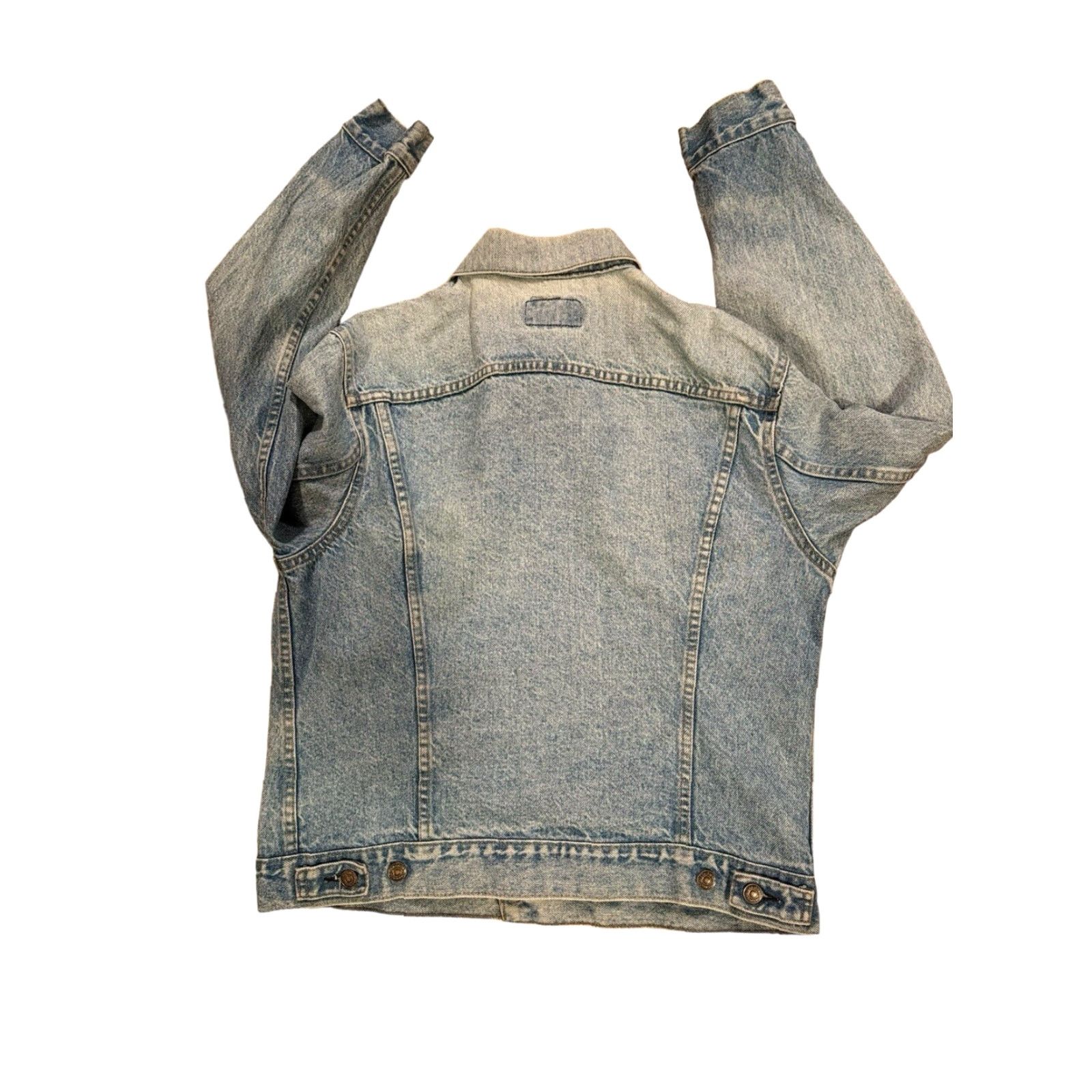 Levi's VINTAGE Levi's Trucker Jacket Mens 42R Blue Denim Medium Wash USA 90s Leather? No accents? Size US 42 / EU 58 - 6 Thumbnail