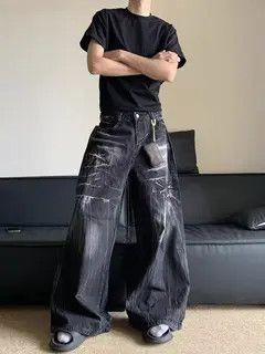 Japanese Brand VIBE Vintage washed and painted straight baggy jeans Size US 34 / EU 50 - 6 Thumbnail