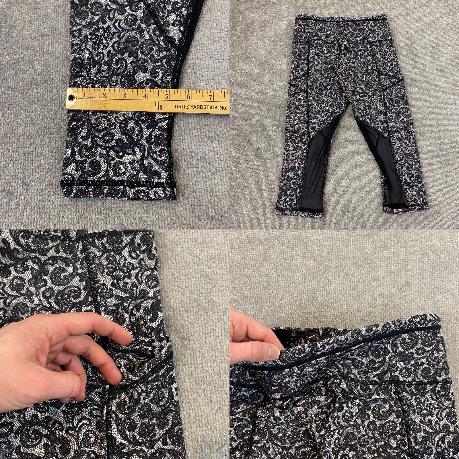 Lululemon Lululemon Leggings Womens 6 Wunder Under Black Floral Capris 16.5" Inseam Yoga Gym Running Size 28" / US 6 / IT 42 - 8 Thumbnail