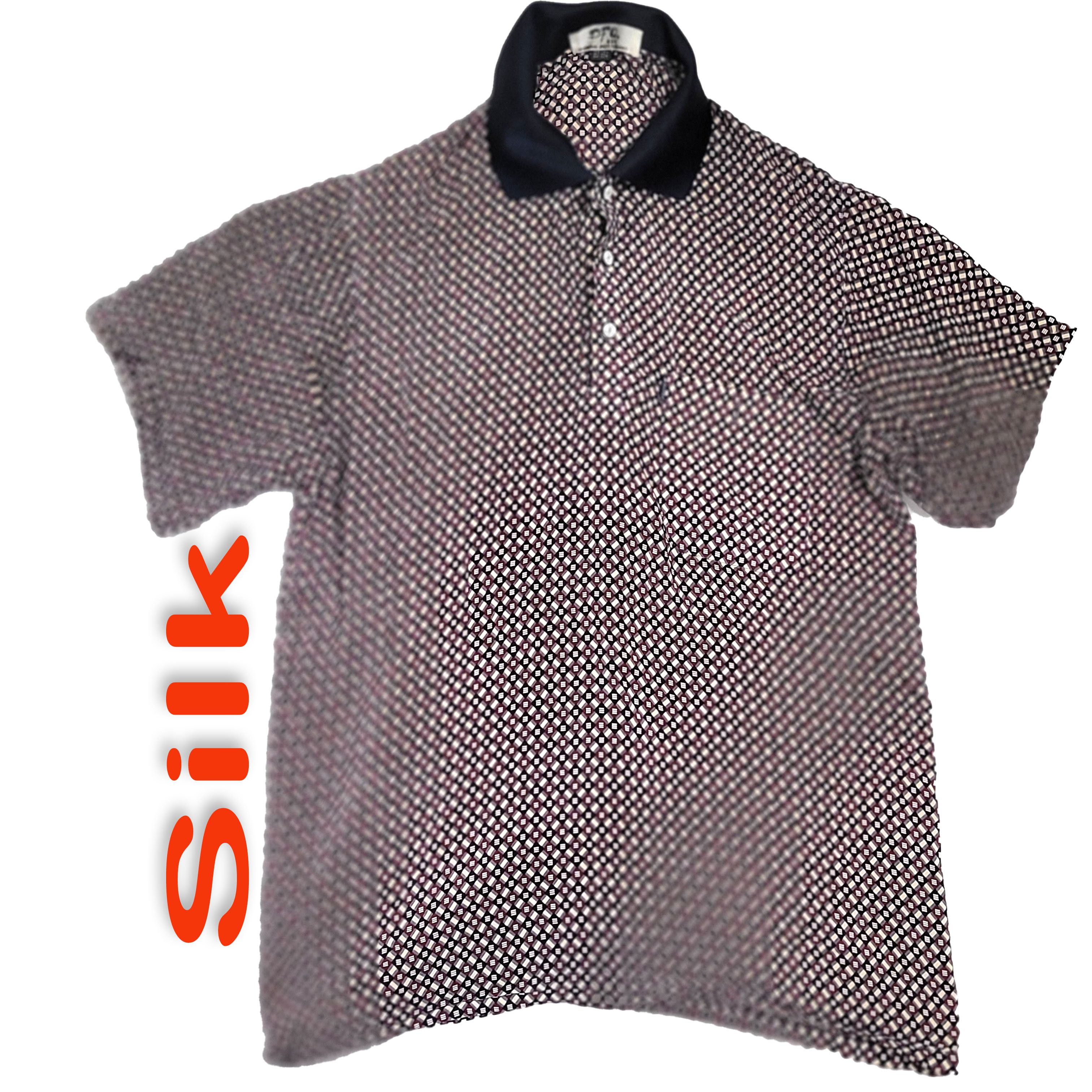Other Men's 100% Silk Size L Short Sleeve Top Polo Shirt SEK412 Size US L / EU 52-54 / 3 - 1 Thumbnail