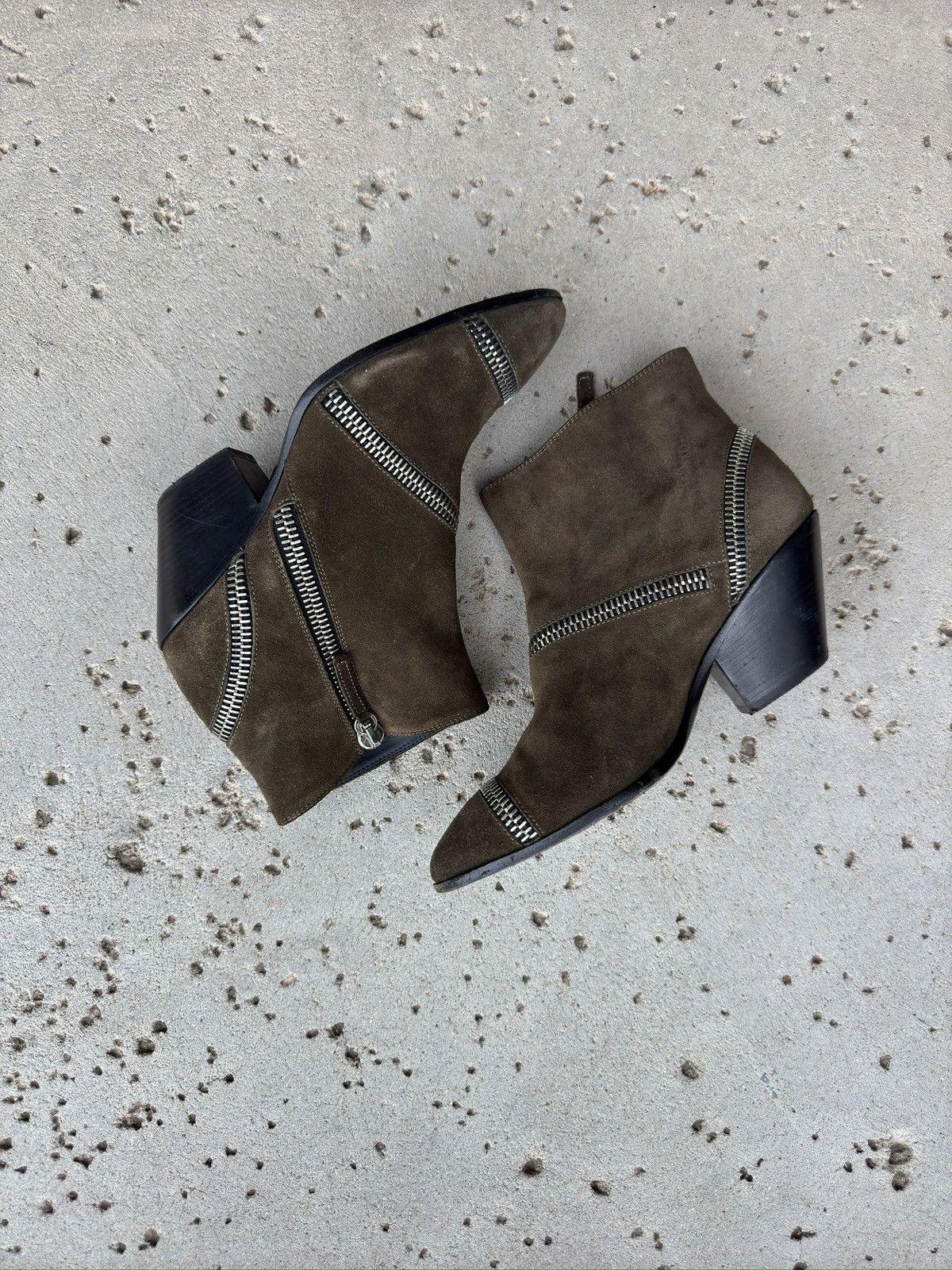 Giuseppe Zanotti Olive Suede 55 Blade Zip Around Bootie