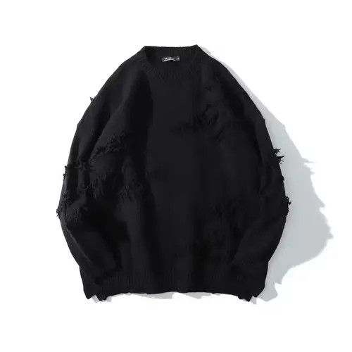 Other Black Distressed Pullover Loose Knit Sweater Size US XL / EU 56 / 4 - 4 Thumbnail