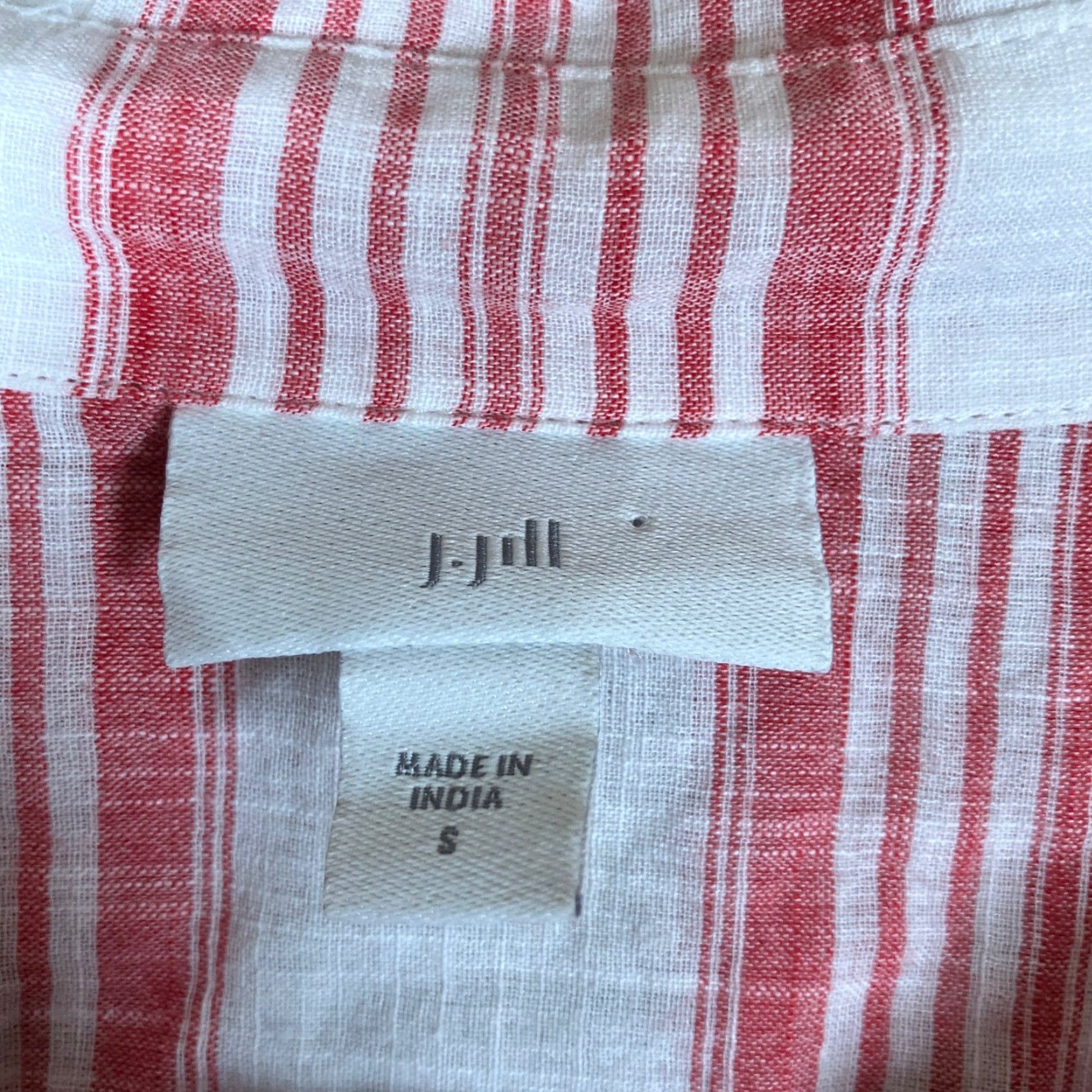 J. Jill J Jill Womens Shirt Striped Button-Up Collared Sheer Lightweight S Pink White Casual Workwear, Tunic, Regular Fit, Long Sleeve, Size S (Mens/Womens) Size S / US 4 / IT 40 - 6 Thumbnail