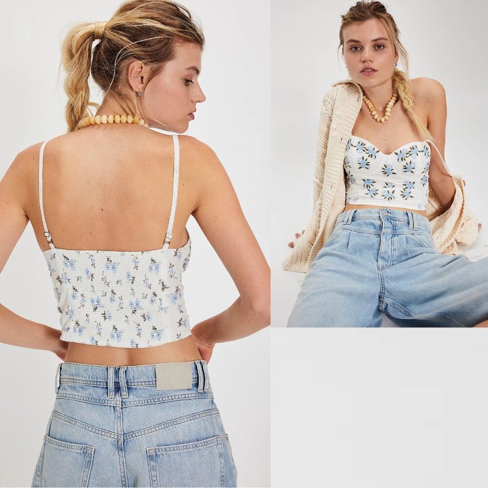 Free People NWT New $98 Free People Wild Flowers Embroidered Bustier Te Size M / US 6-8 / IT 42-44 - 2 Thumbnail