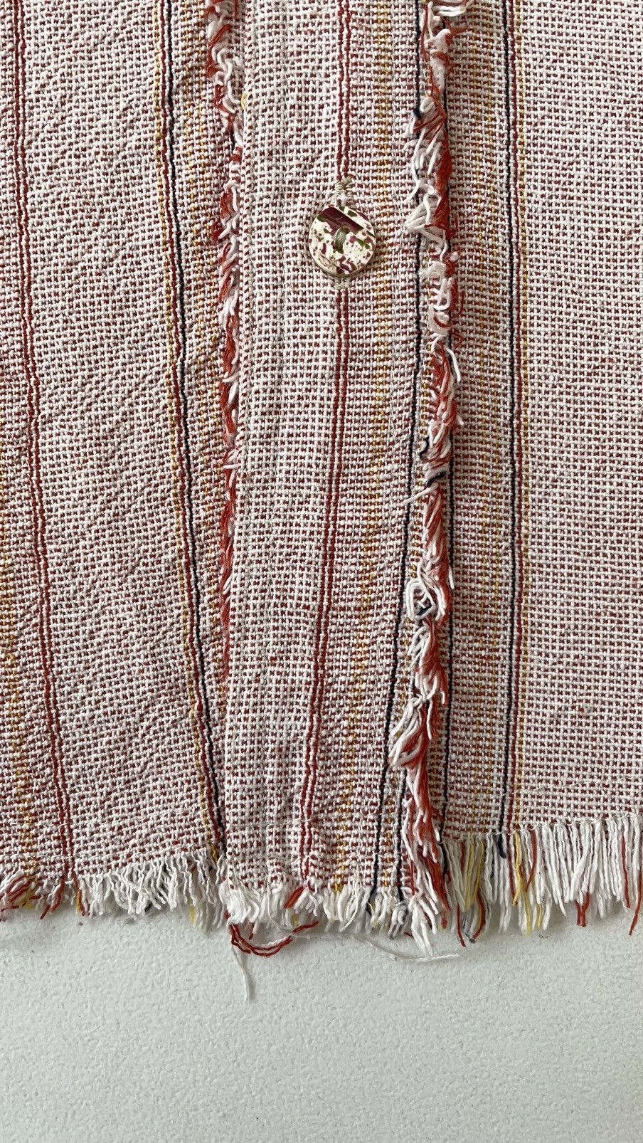 Giorgio Armani 1980s Sample Raw Edge Striped Linen Shirt Size US M / EU 48-50 / 2 - 10 Thumbnail