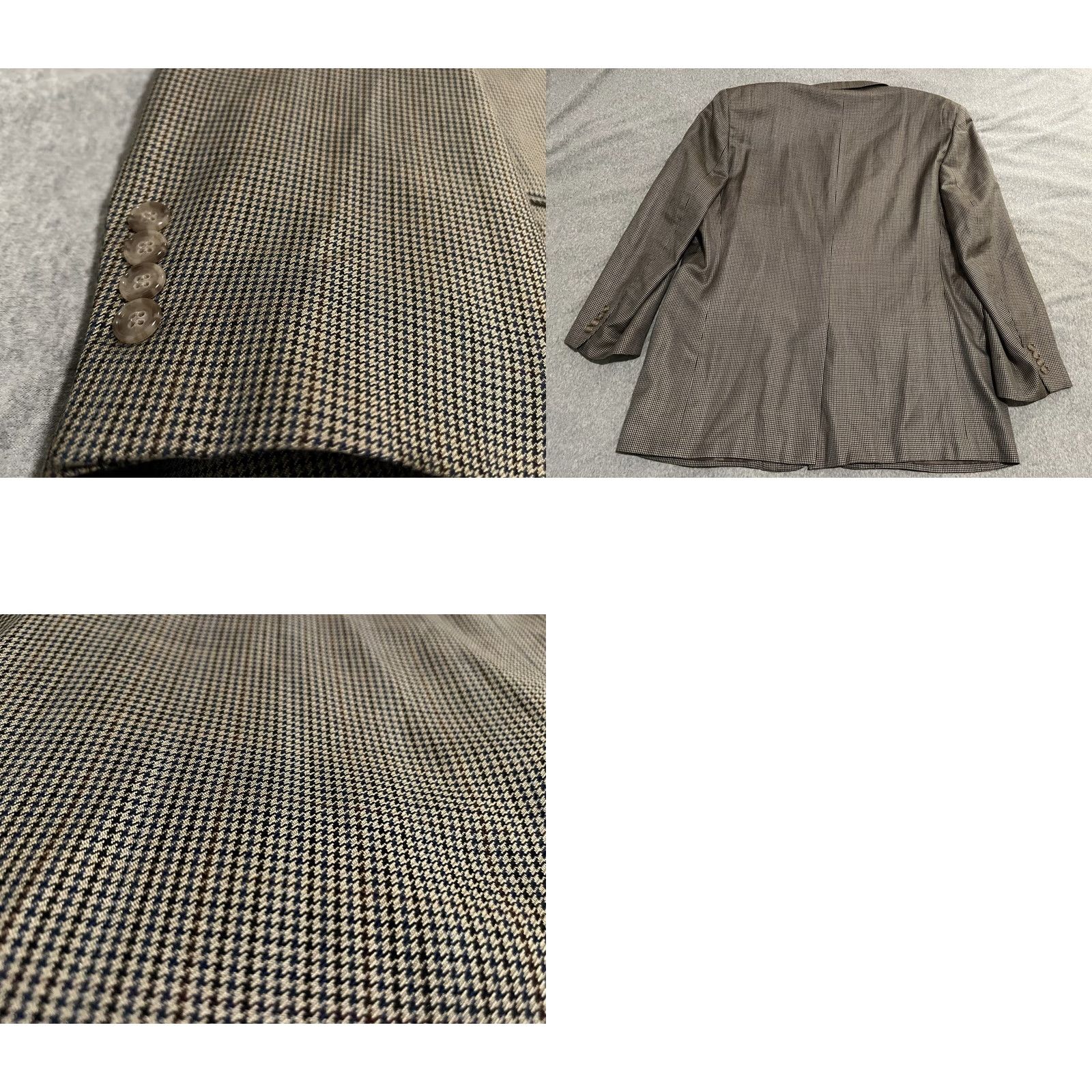 Club Room Club Room Blazer Jacket Sport Coat Silk Wool Cashmere Houndstooth Mens 48R Brown 2-Button Modern Fit Size 48R - 8 Thumbnail