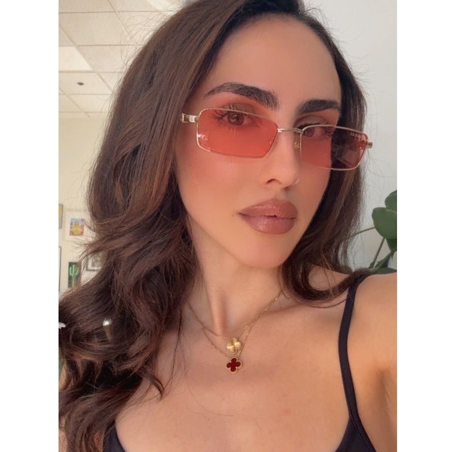 Gucci NEW Gucci GG1600S Gold Chain Pink Rectangule Sunglasses $650 Size ONE SIZE - 1 Thumbnail