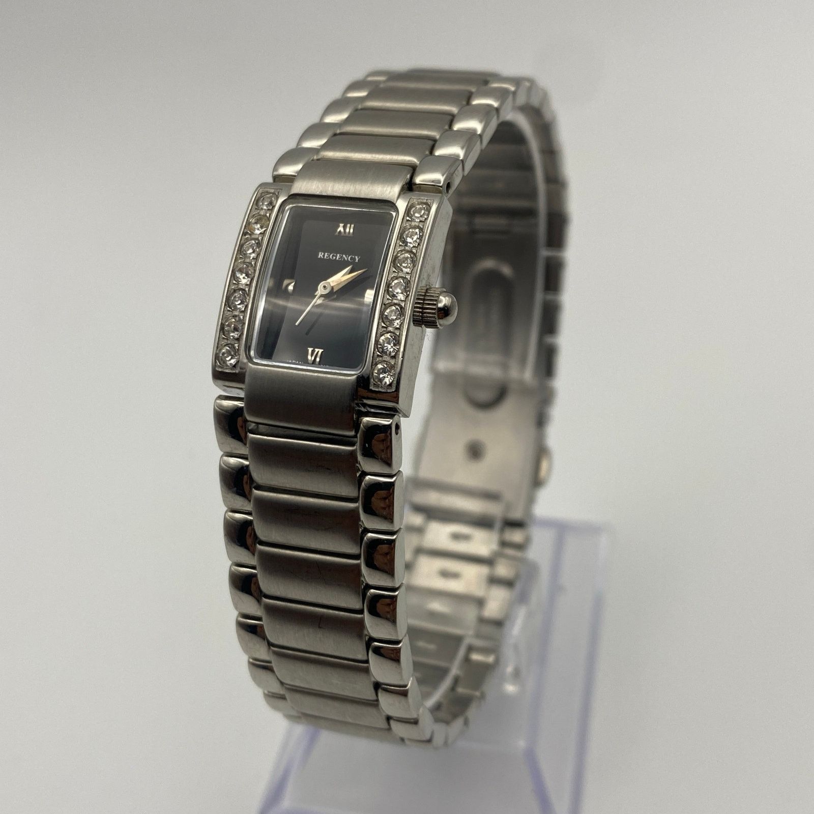 Other Elegant Regency Silver Tone Watch Black Dial Crystal Bezel Size ONE SIZE - 1 Thumbnail