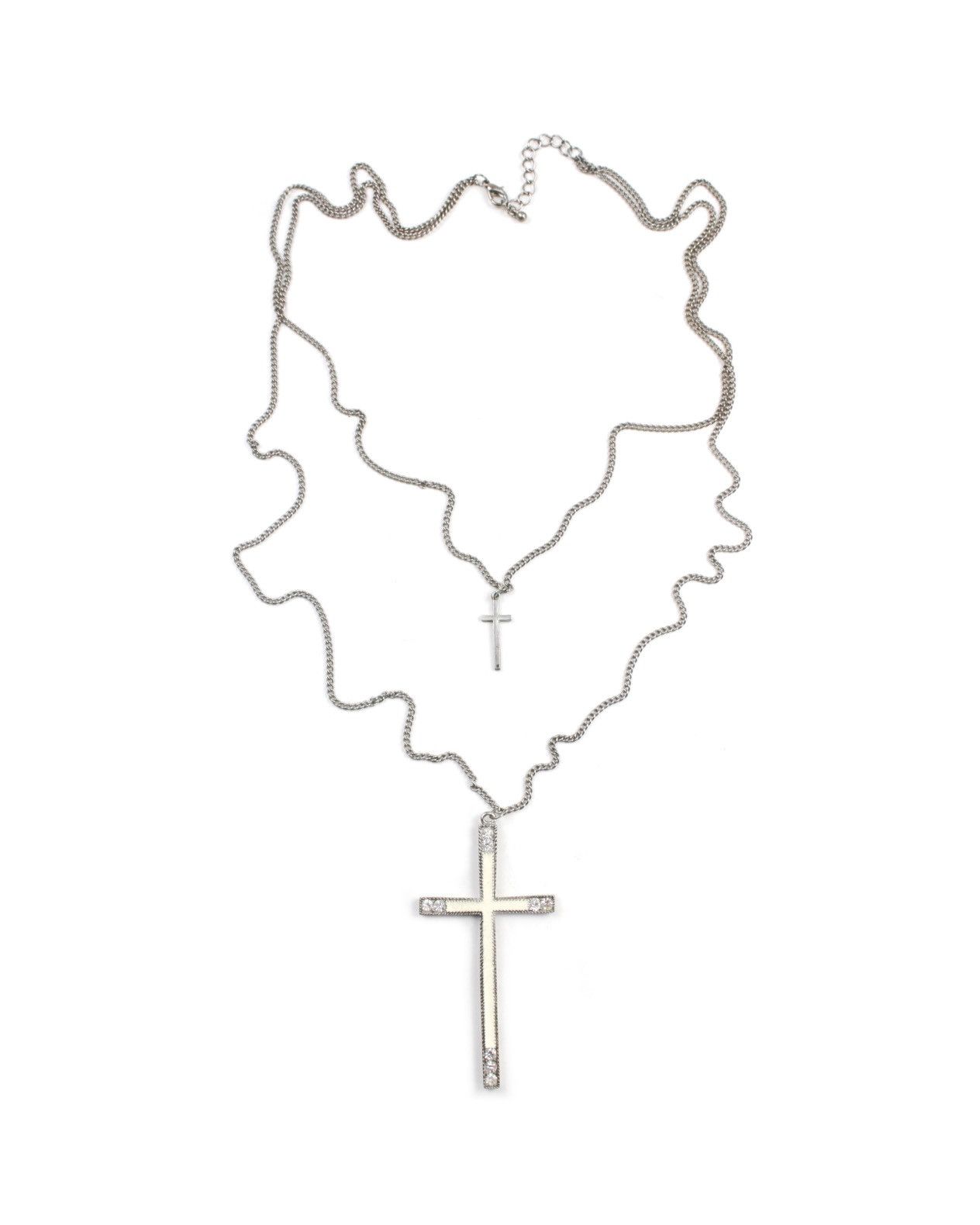 2000S JAPANESE MADE DOUBLE-LAYER CROSS PENDANT NECKLACE