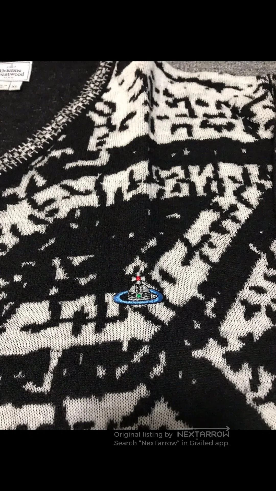 Vivienne Westwood V-Neck Multi Pattern Sweater - XL. Size US XL / EU 56 / 4 - 3 Thumbnail