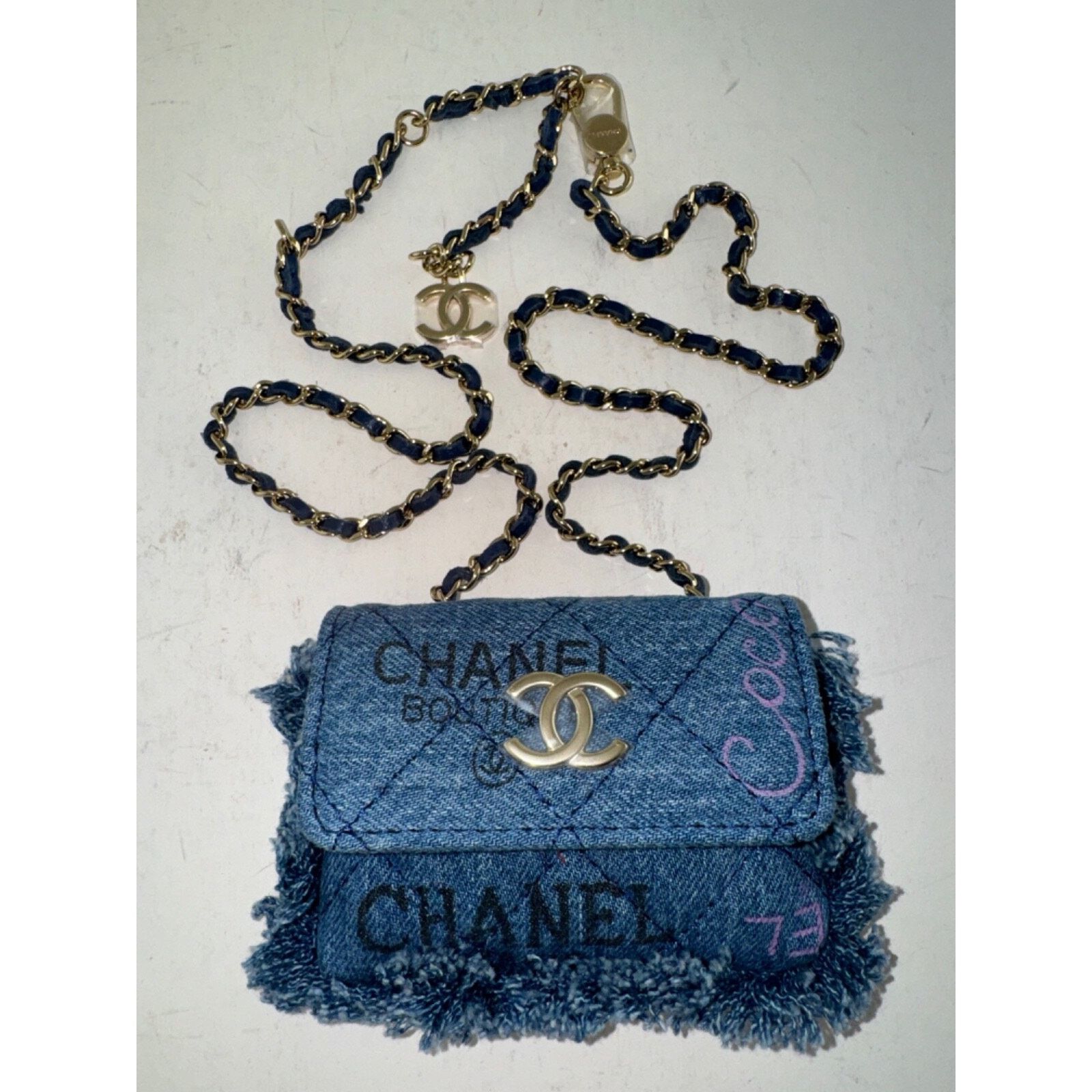 Chanel Chanel Black Pink CC Logo Frayed Credit Card Belt Bag Size ONE SIZE - 3 Thumbnail