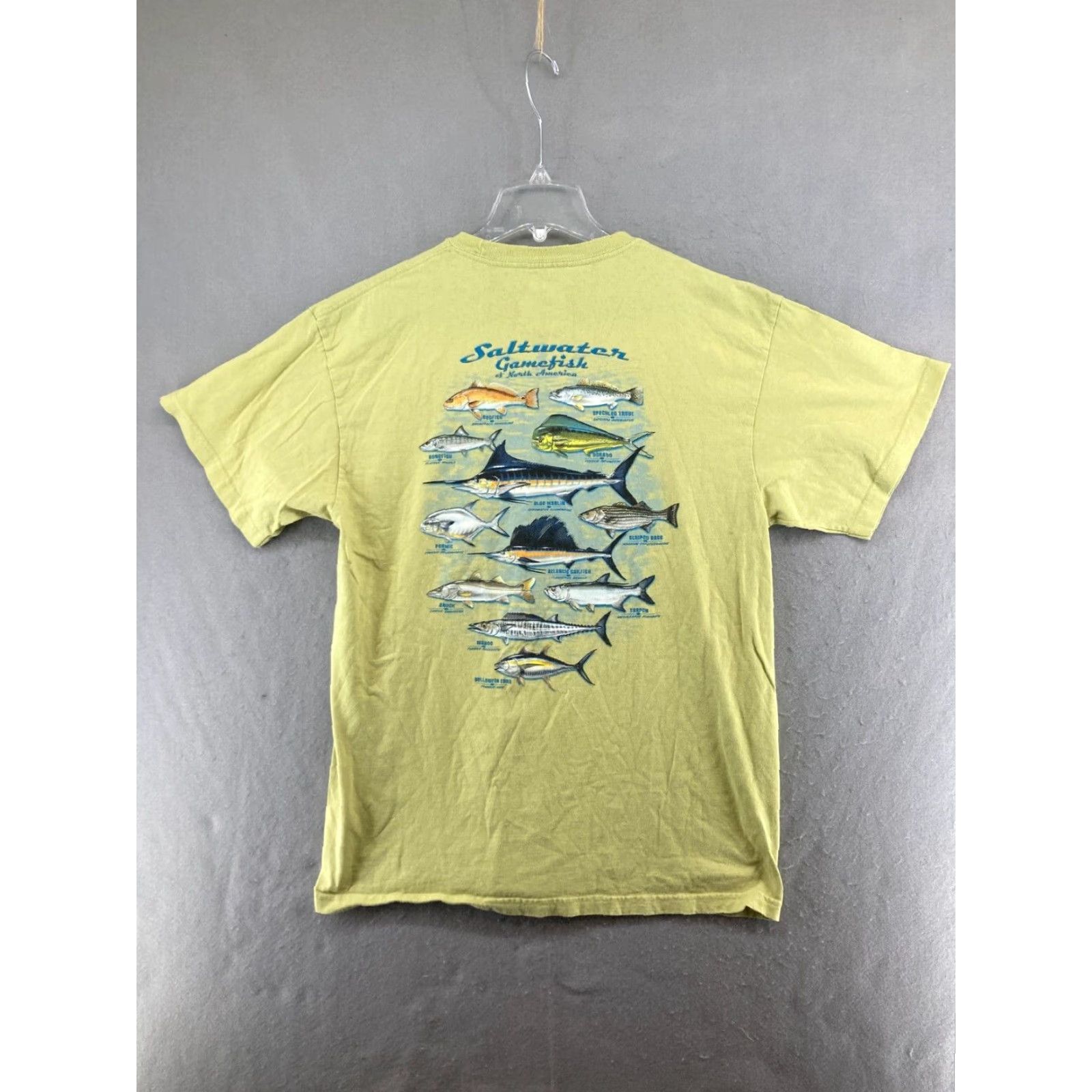 Vintage Columbia Mens T-Shirt Large Yellow Saltwater Gamefish Fishing Size US L / EU 52-54 / 3 - 7 Thumbnail