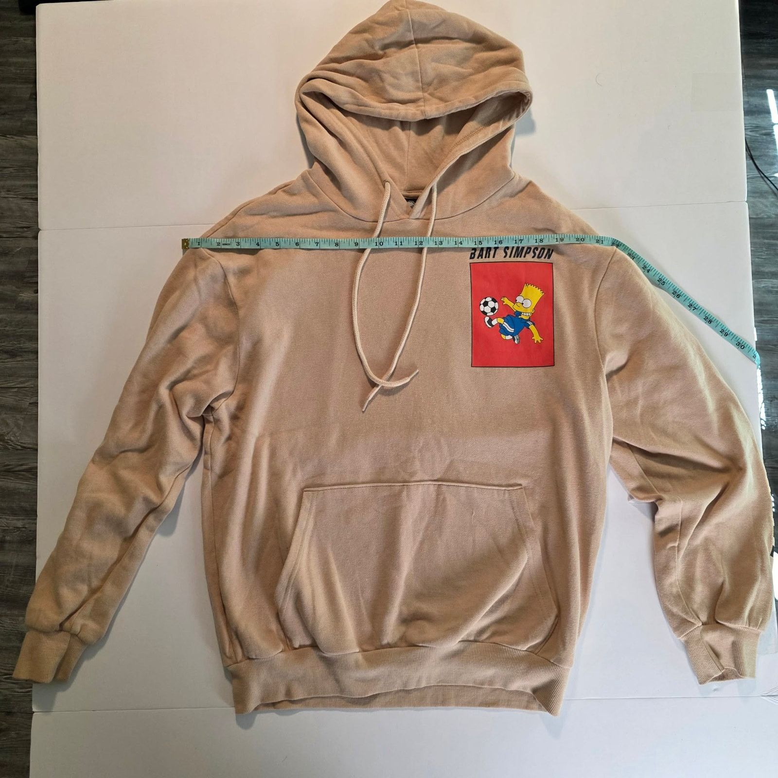 The Simpsons Bart Simpson Soccer Graphic Hoodie Adult Medium Tan Pullover Size US M / EU 48-50 / 2 - 1 Thumbnail