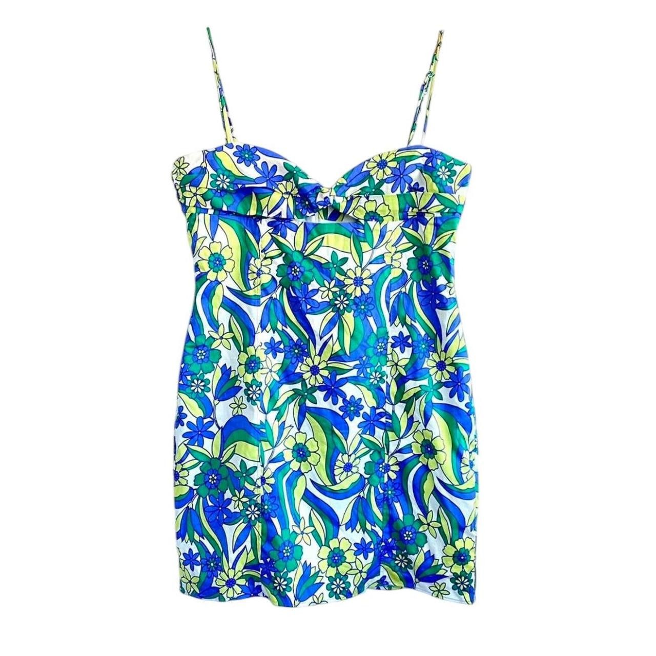 Vintage RETRO MINI DRESS 70S FLORAL MINI CUTOUT DRESS SIZE LARGE XL Size L / US 10 / IT 46 - 1 Thumbnail