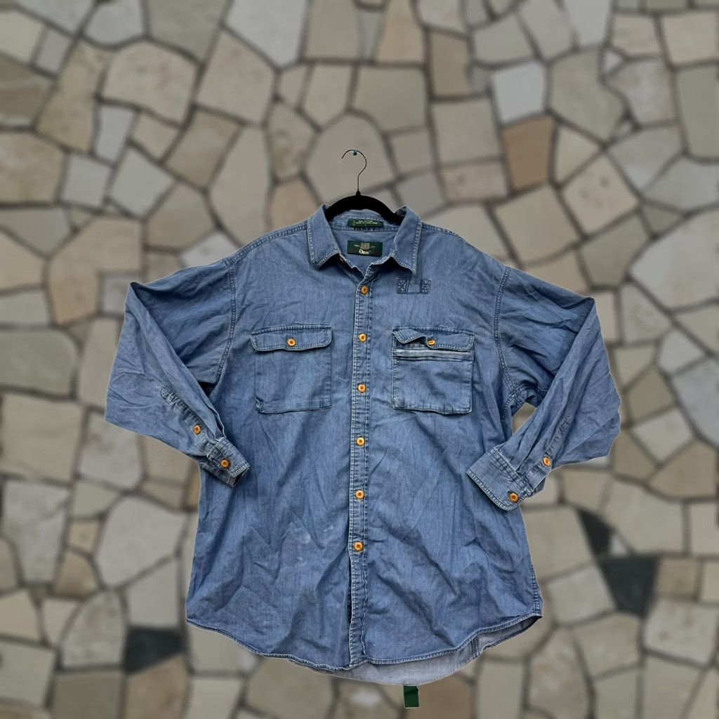 Orvis Orvis Mens Large Denim Button-Up Shirt 100% Cotton Long Sleeve Blue Casual Mens Large Denim Shirt Size US L / EU 52-54 / 3 - 1 Thumbnail