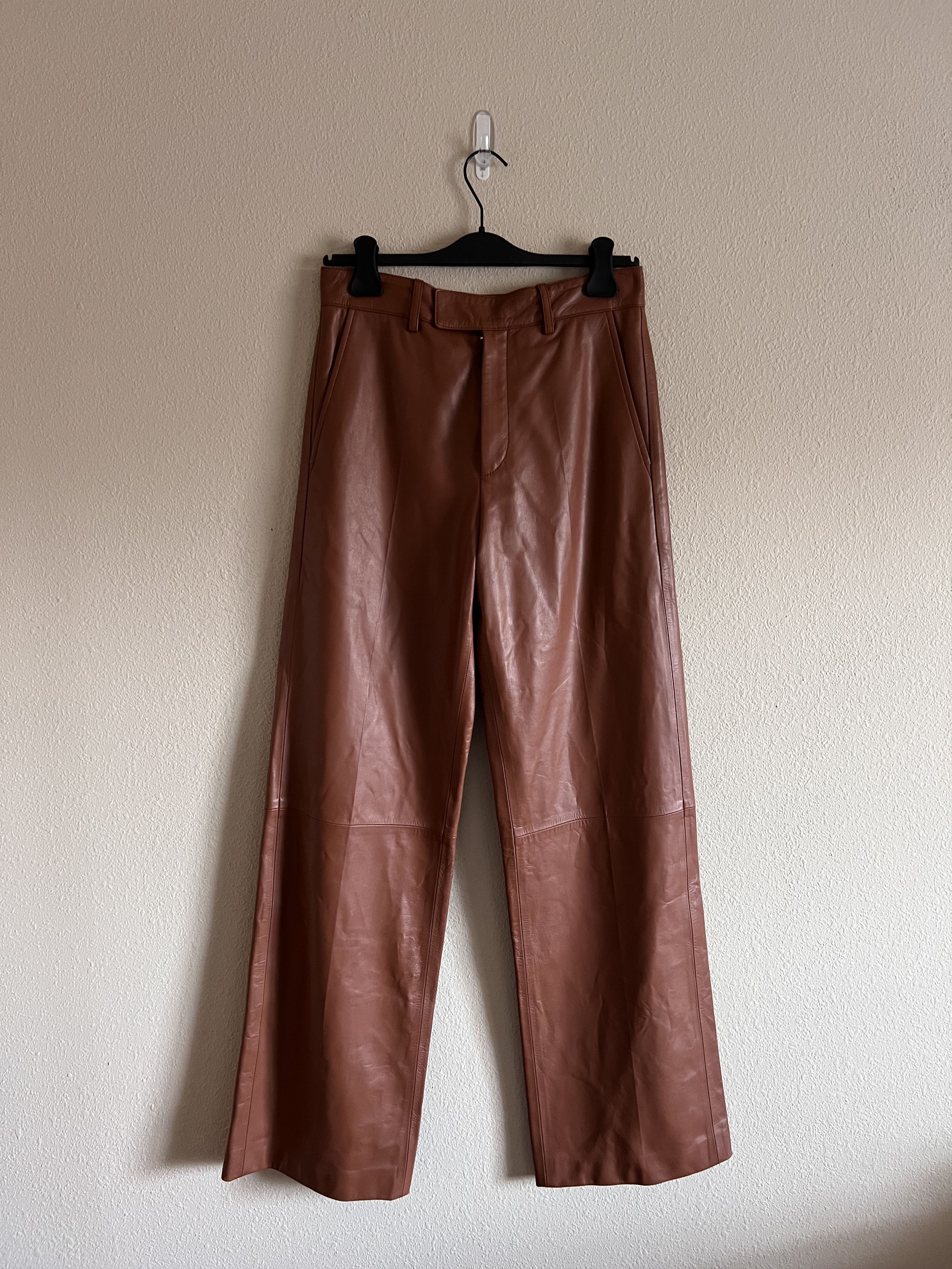 image of Amiri Baggy Leather Pants In Tan, Men's (Size 32)