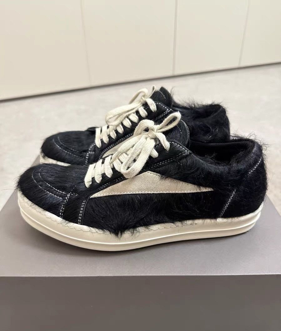 Rick Owens Rick Owens low-top horse hair sneakers, black and white Size US 7 / EU 40 - 5 Thumbnail