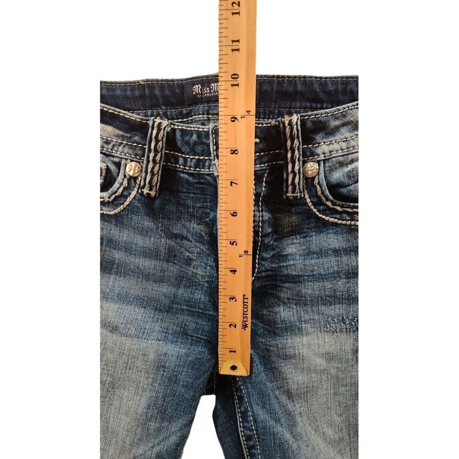 Miss Me Miss Me Straight Womens Jeans 29 Selvedge Bling Distressed Size 29" - 6 Thumbnail