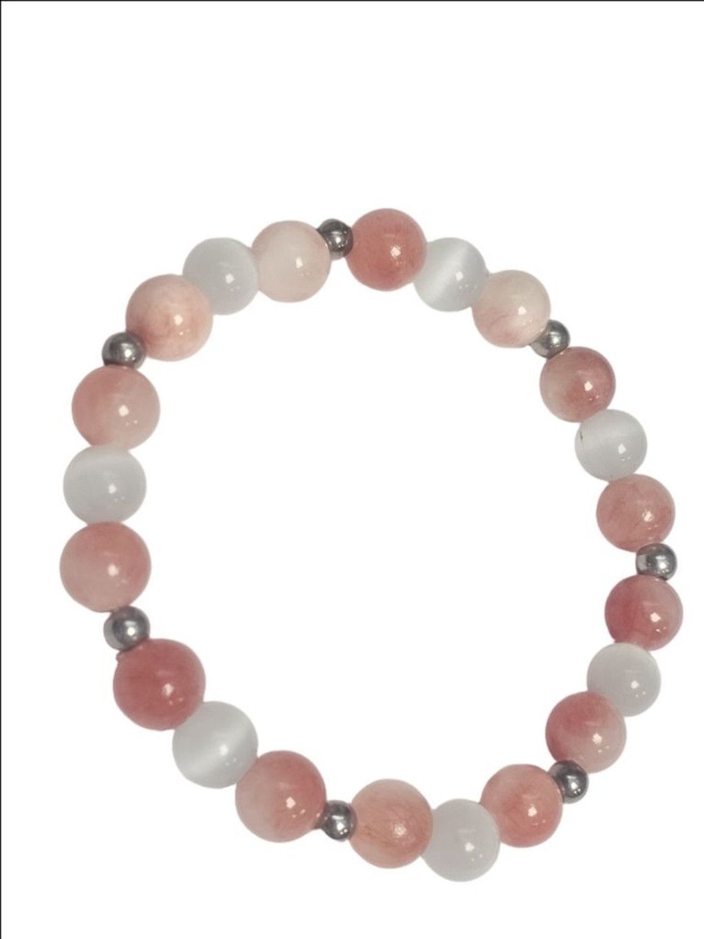 Handmade Natural Pink & White Persian Chalcedony & Selenite Gemstone Size ONE SIZE - 2 Thumbnail