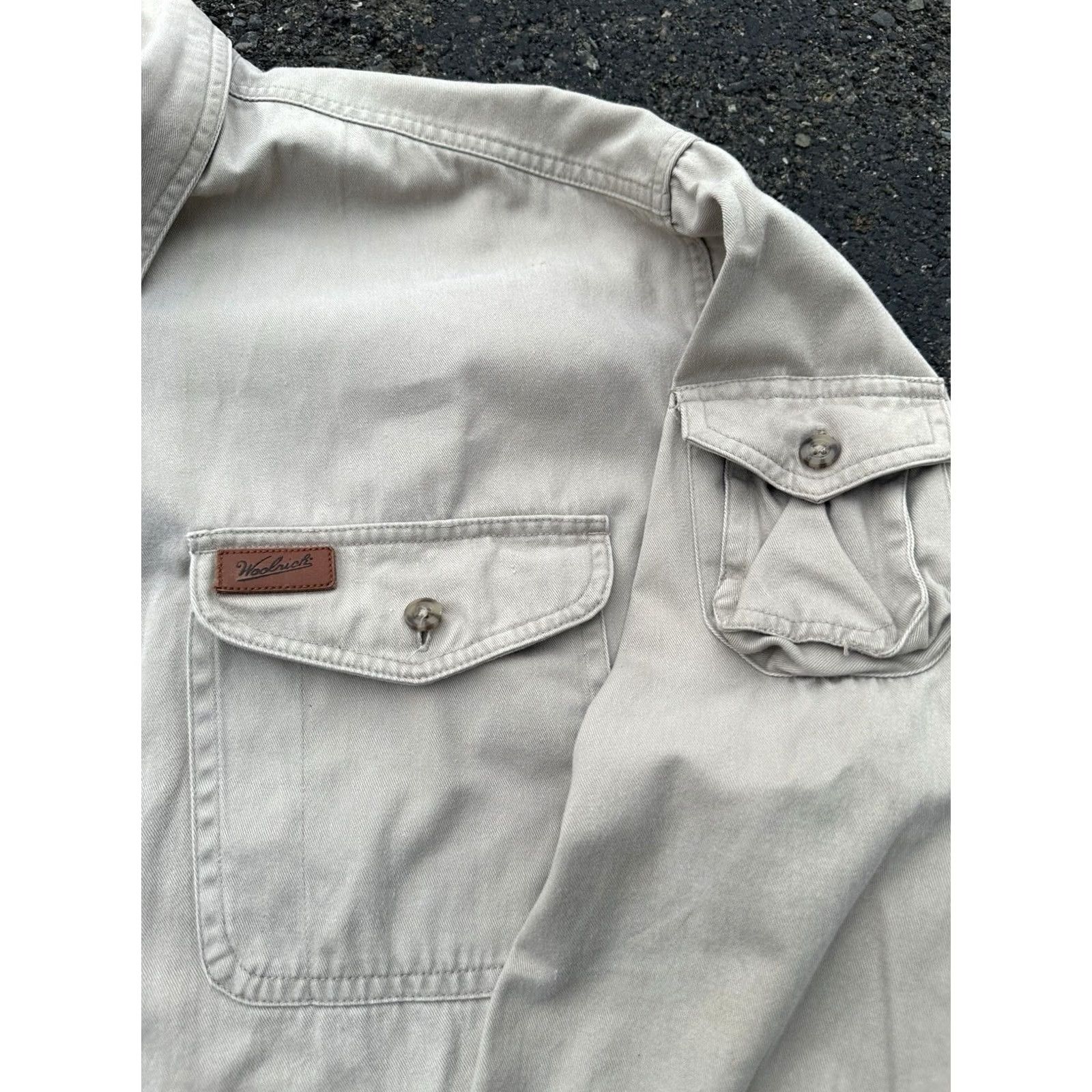 Vintage VINTAGE Woolrich Button-Up Shirt Jacket XL Beige Cotton Hunting 90s Mens Long Sleeve Size US XL / EU 56 / 4 - 2 Thumbnail