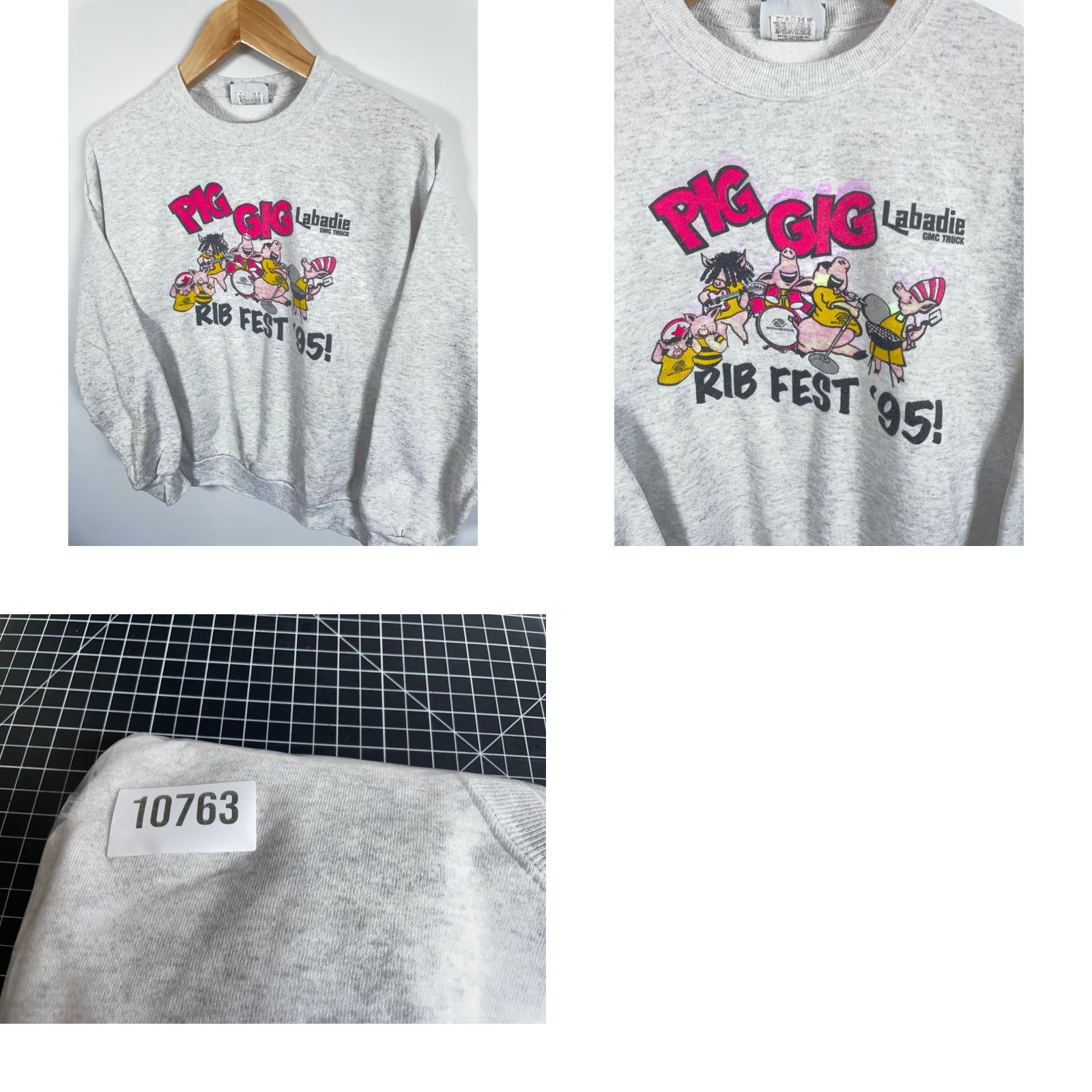 Lee VINTAGE Lee Sweatshirt City Pig Gig 1995 Gray Large Adult Mens 50-50 Rib Fest Limited/Retro 90s Size US L / EU 52-54 / 3 - 9 Thumbnail