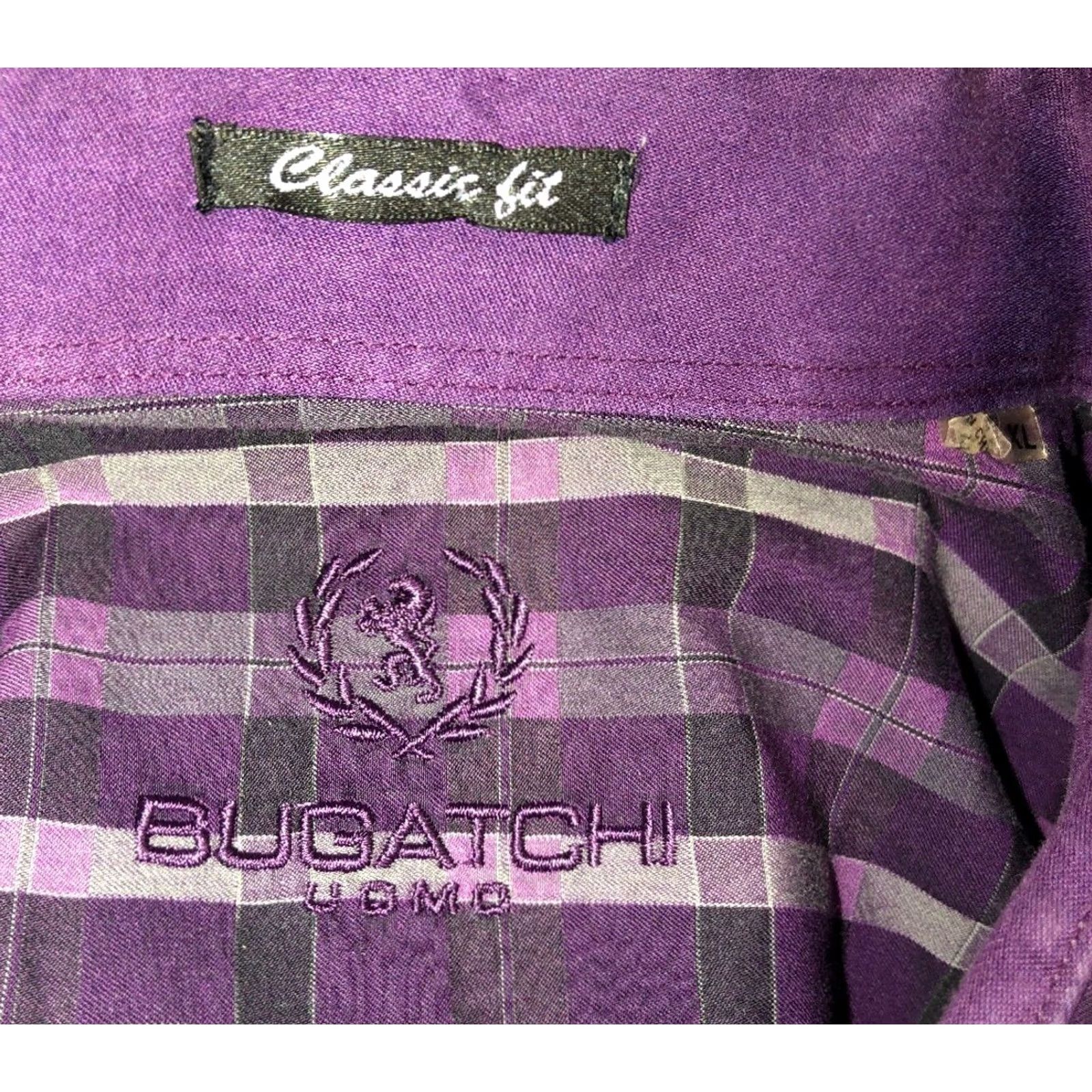 BUGATCHI Bugatchi Uomo Mens Shirt XL Purple Plaid Long Sleeve Button Front Size US XL / EU 56 / 4 - 5 Thumbnail