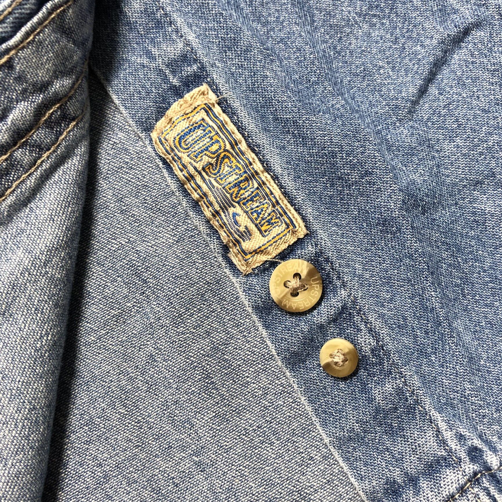 Denime VINTAGE Upstream Denim Shirt Unisex Adults XL Blue Long Sleeve Collared 90s Western Casual Size XL / US 12-14 / IT 48-50 - 5 Thumbnail