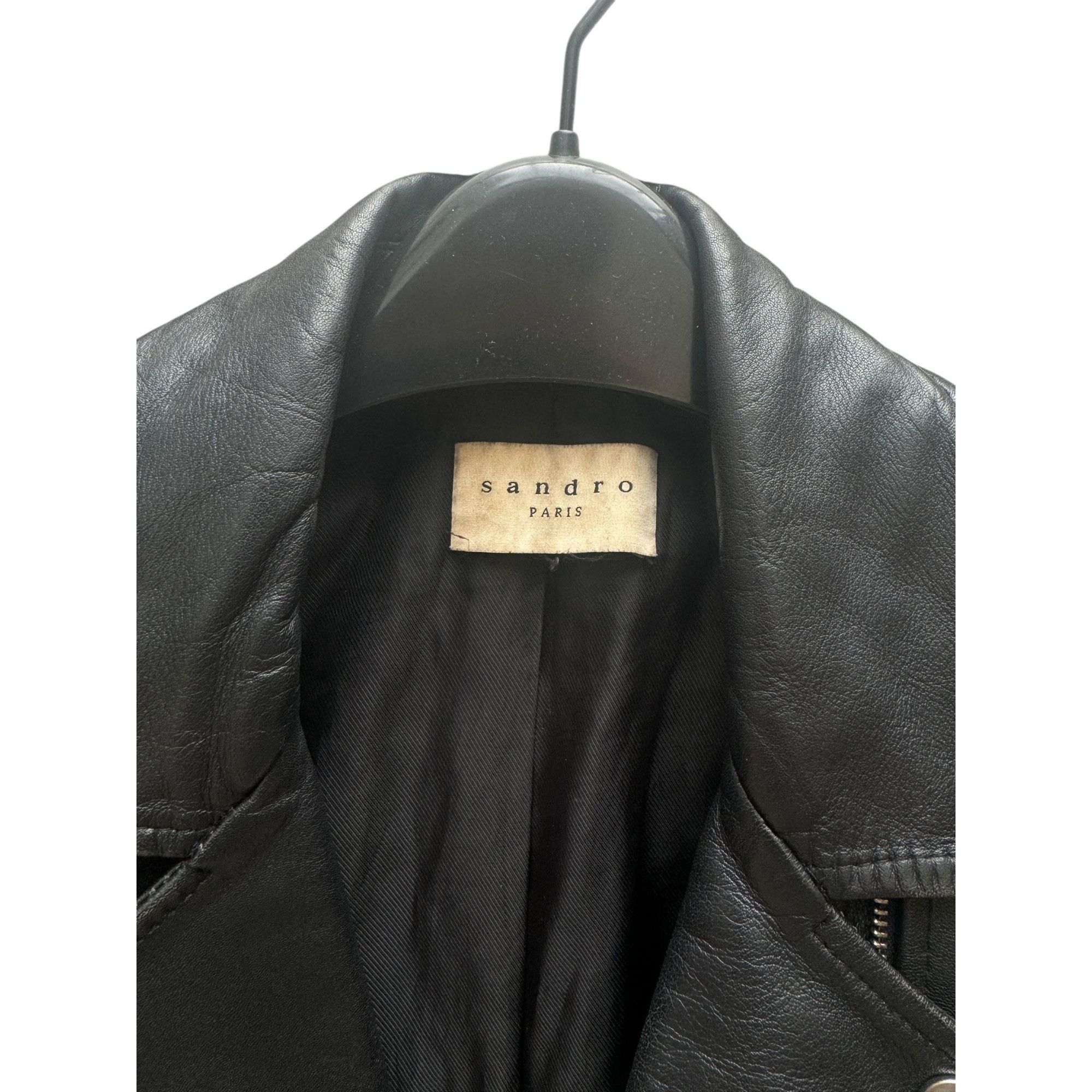 Sandro Black Biker Leather Jacket Size XS / US 0-2 / IT 36-38 - 3 Thumbnail