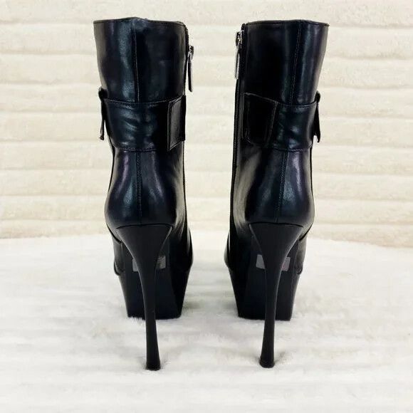 Other Kinder 2 Pointy Toe Platform Stiletto Heel Ankle Boots Black Size US 8.5 / IT 38.5 - 5 Thumbnail