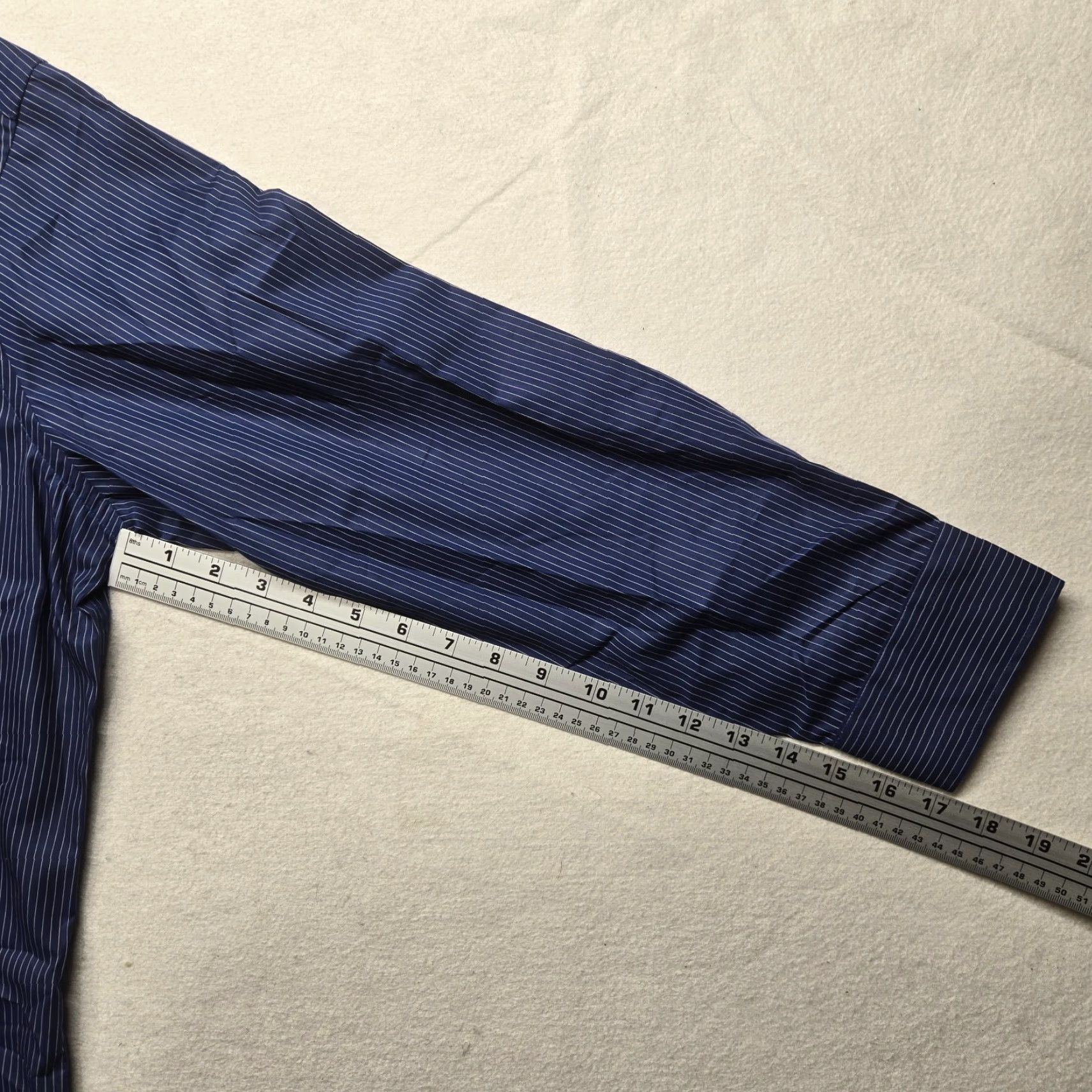 Vintage Saddlebred Shirt Button-Up Mens 16 Blue Striped Slim Fit Long Sleeve Casual Button-Down Collared 16.5 Size US L / EU 52-54 / 3 - 6 Thumbnail