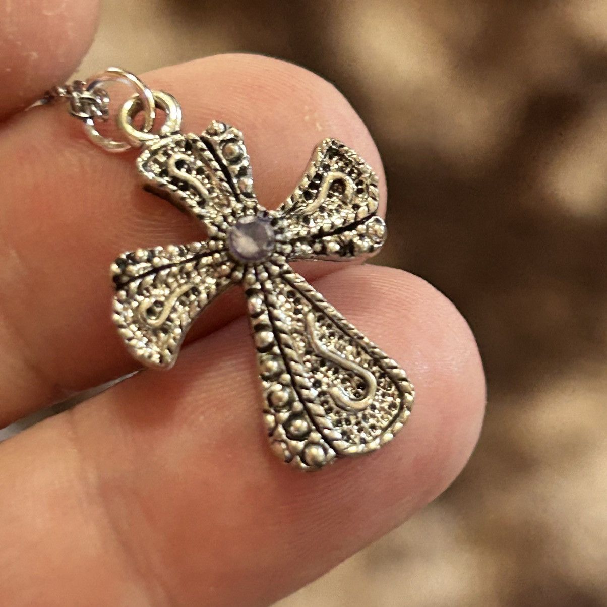 Handmade Handcrafted vintage heavy silver crystal cross necklace Size ONE SIZE - 5 Thumbnail
