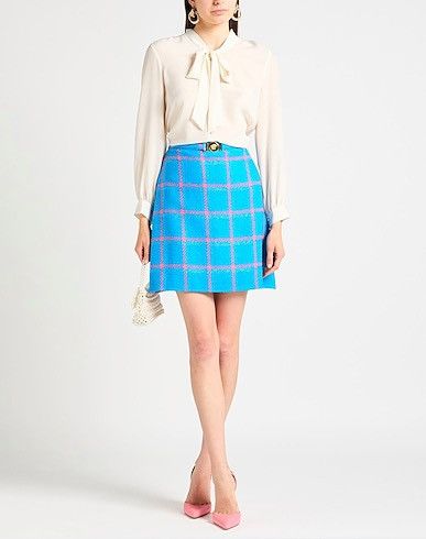 Versace Versace Virgin Wool Check Mini Skirt Medusa Button Size 27" / US 4 / IT 40 - 1 Thumbnail
