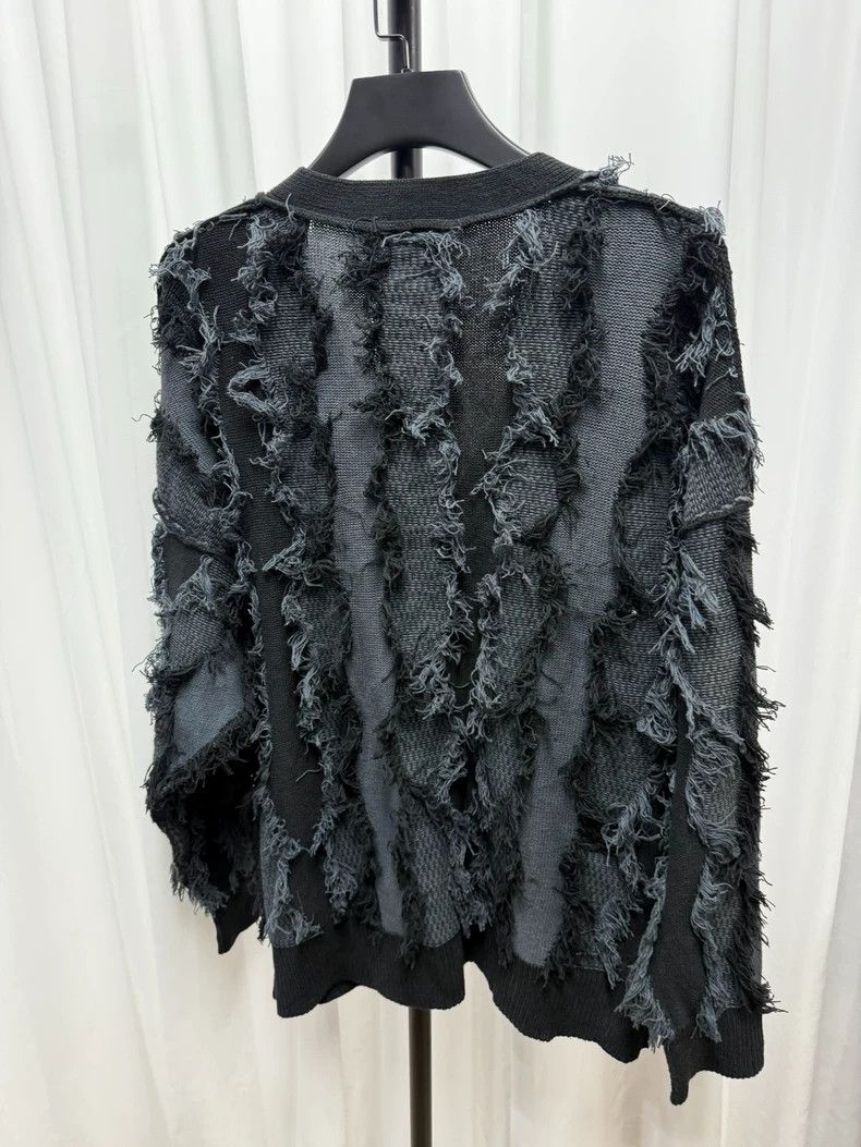 Issey Miyake Issey Miyake Black pen period fur striped cardigan Size S / US 4 / IT 40 - 7 Thumbnail