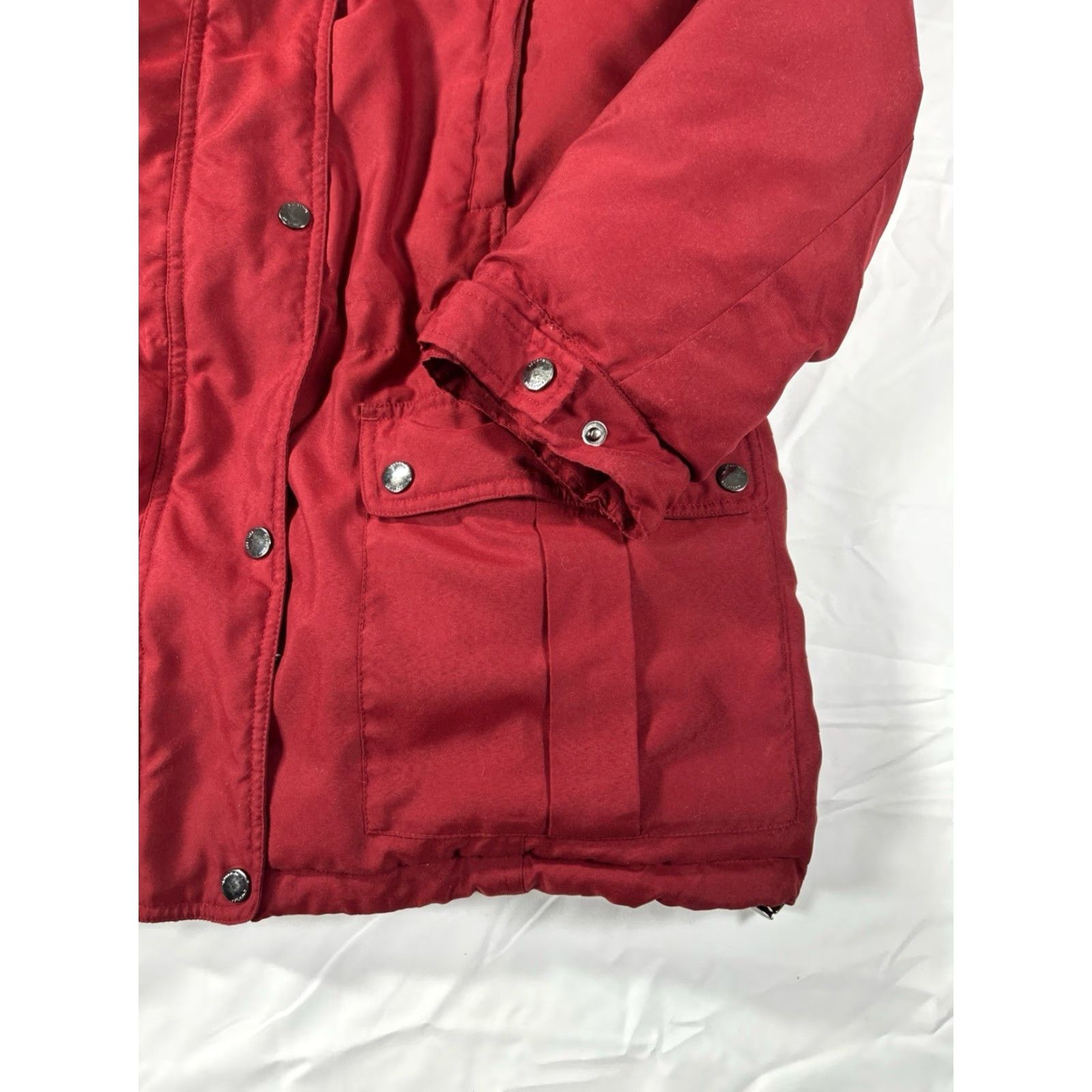 Ralph Lauren Lauren Ralph Lauren Down Jacket Womens M Red Parka Hooded Fur Trim Zipper Pockets Winter Casual Coat Size M / US 6-8 / IT 42-44 - 2 Thumbnail