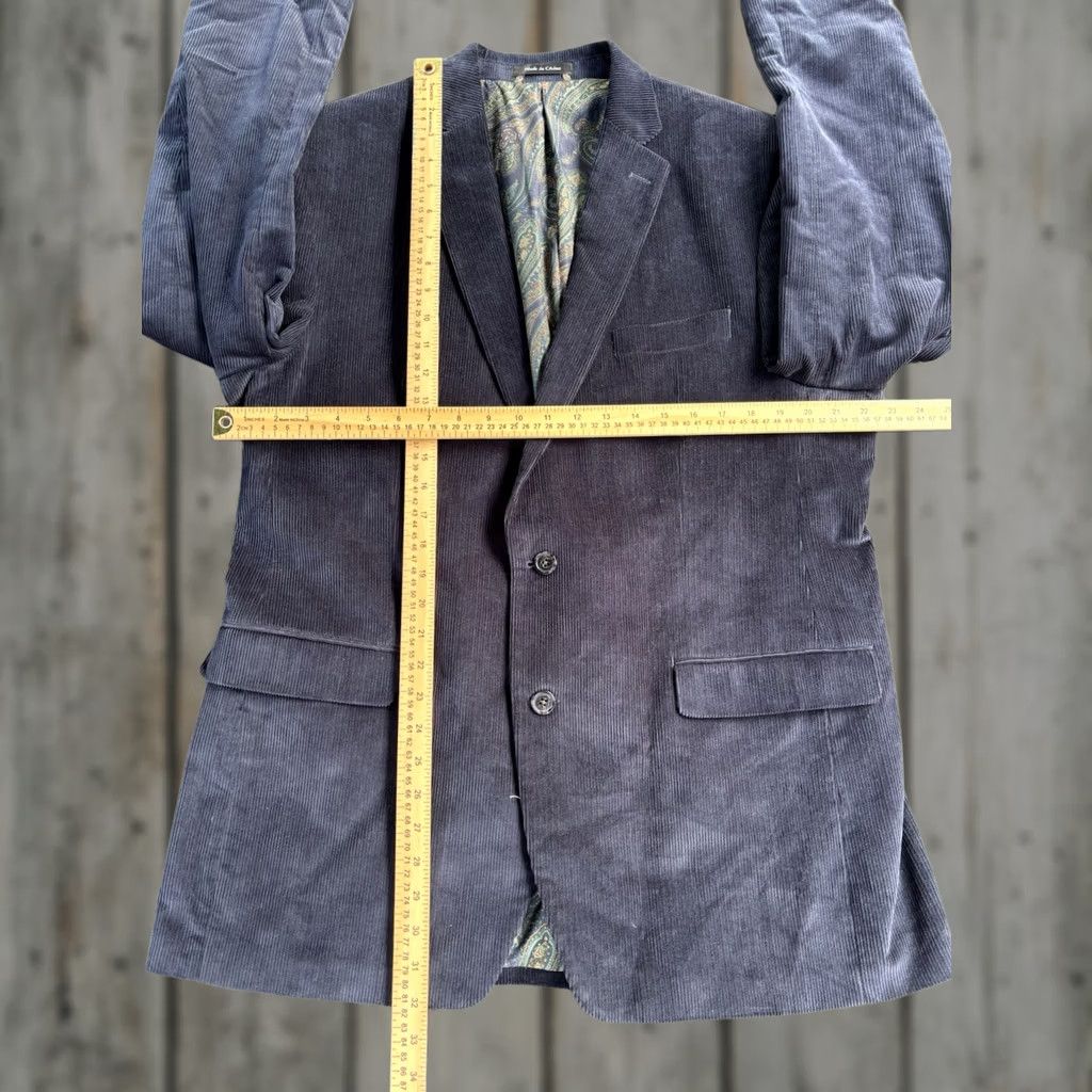Ralph Lauren VINTAGE Ralph Lauren Men’s Sport Coat Jacket Blue Corduroy 44L 100% Cotton Chest 44 Big & Tall Mens Blazer Paisley Inlay Size 44R - 1 Thumbnail