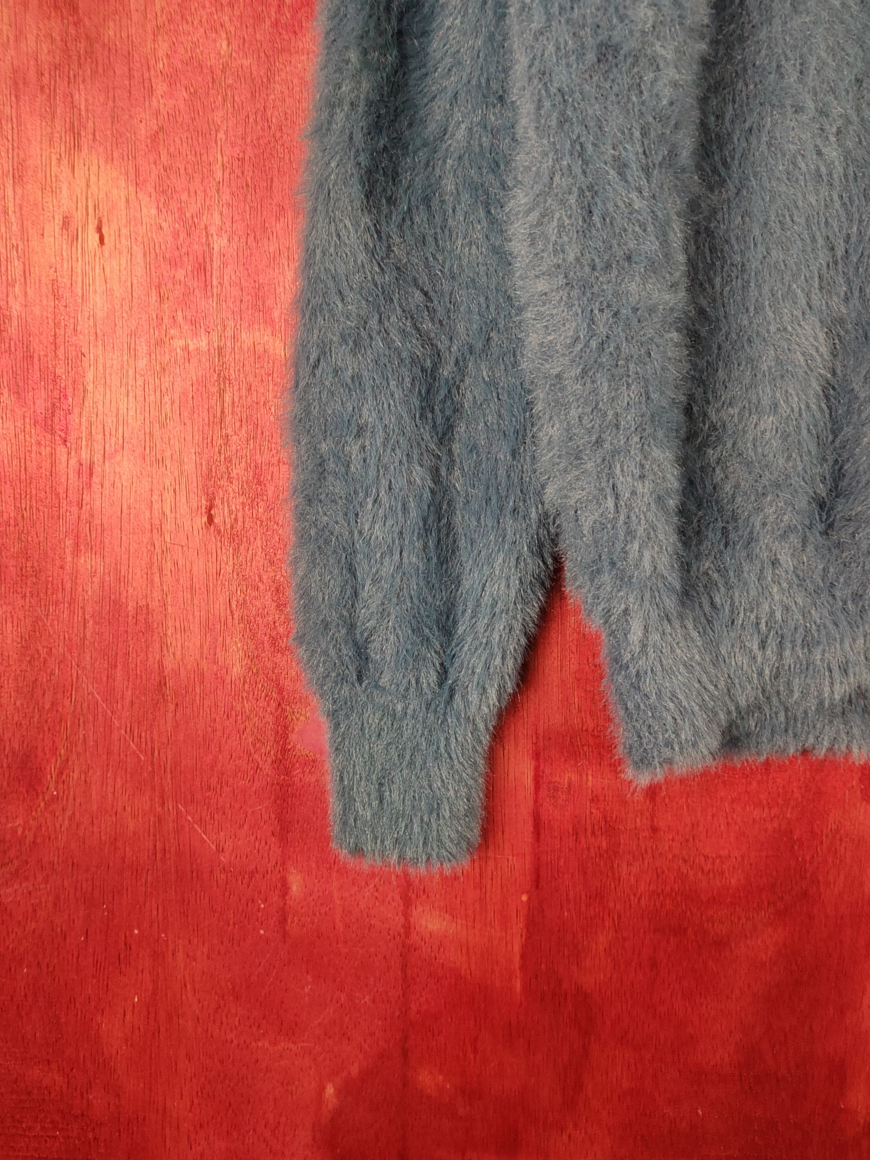 Vintage Sense of Place Blue Shag Shaggy Fur Mohair Knitwear #S2166 Size M / US 6-8 / IT 42-44 - 4 Thumbnail