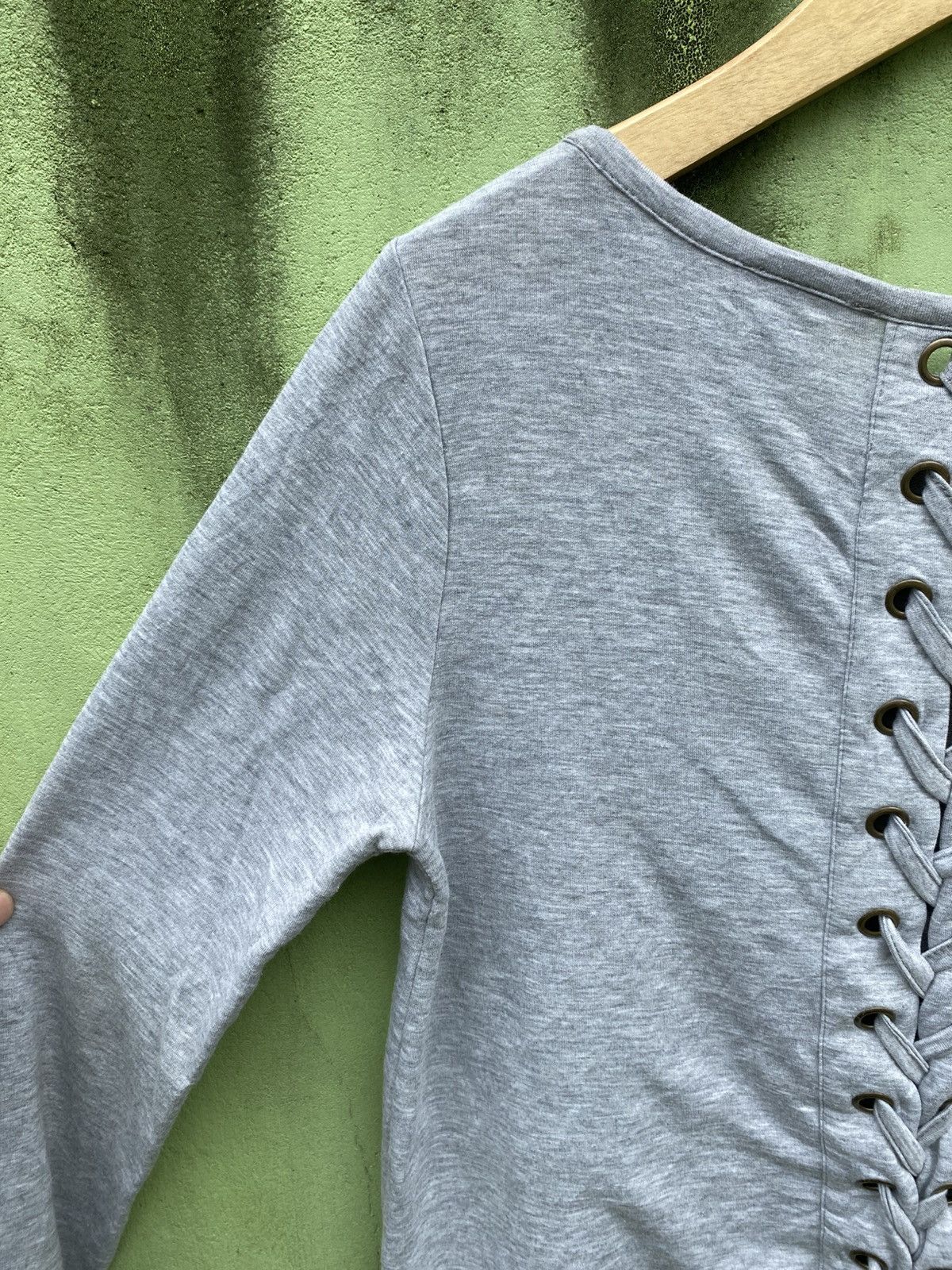 Japanese Brand Staccato Modern Grey Lace-Up Back Top Subtle Statement Piece Size M / US 6-8 / IT 42-44 - 10 Thumbnail