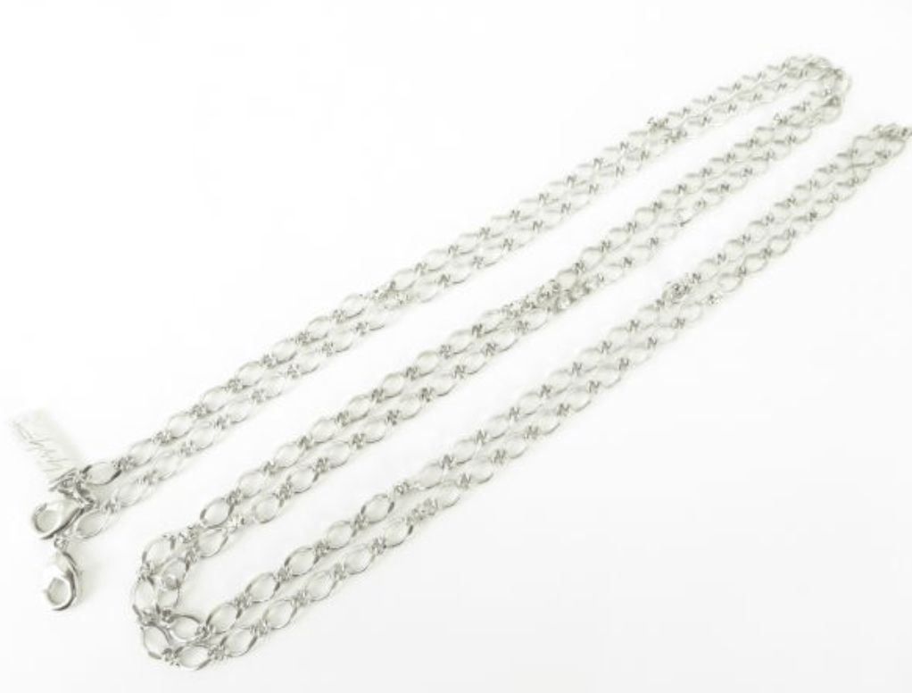 Yohji Yamamoto Yohji Yamamoto - Silver Crystal Thin Long Chain Necklace Size ONE SIZE - 9 Thumbnail
