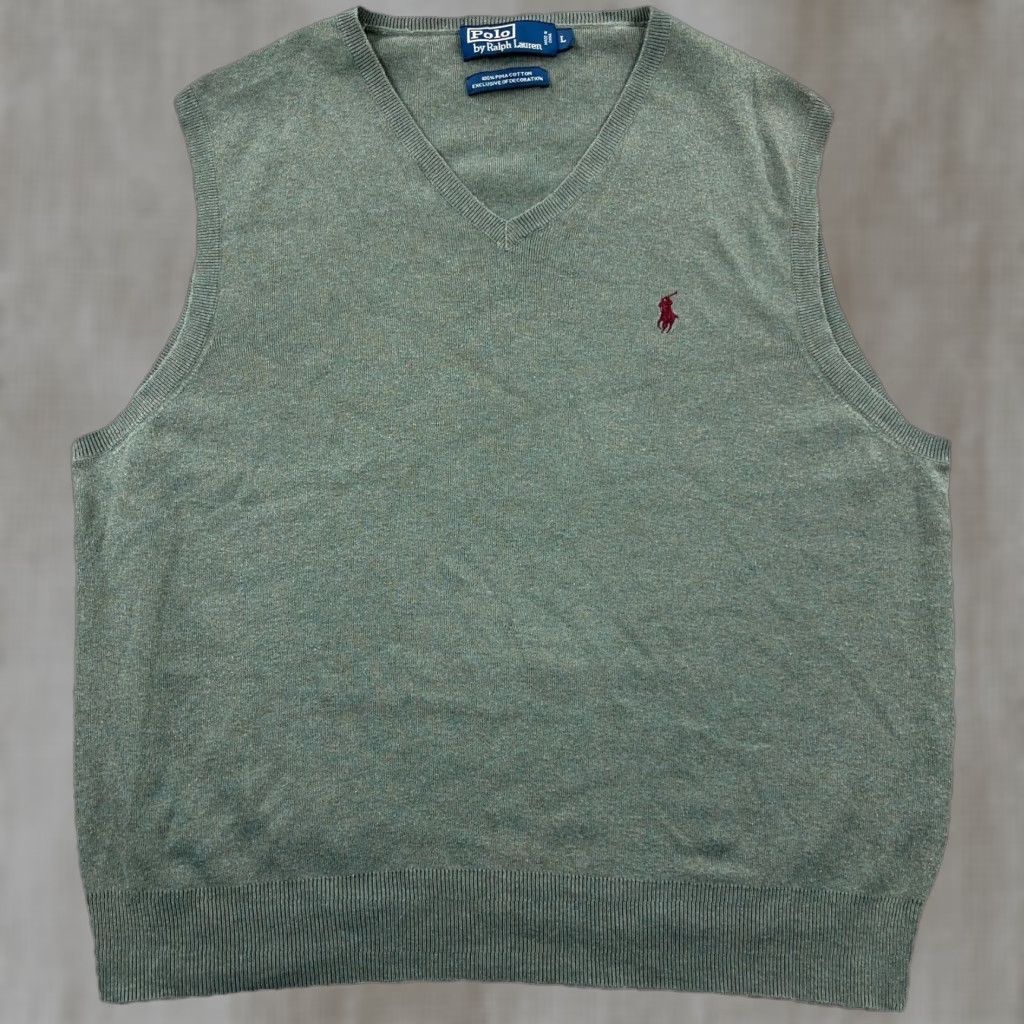 Polo Ralph Lauren Polo Ralph Lauren Vest Men Large Green Red Pony K Soft Touch Pima Cotton Mens Size US L / EU 52-54 / 3 - 1 Thumbnail