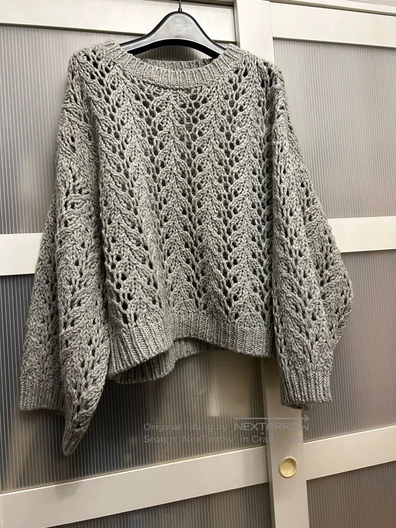 Brunello Cucinelli Brunello Cucinelli Light Gray Open-Weave Wool Turtleneck S Size L / US 10 / IT 46 - 2 Thumbnail